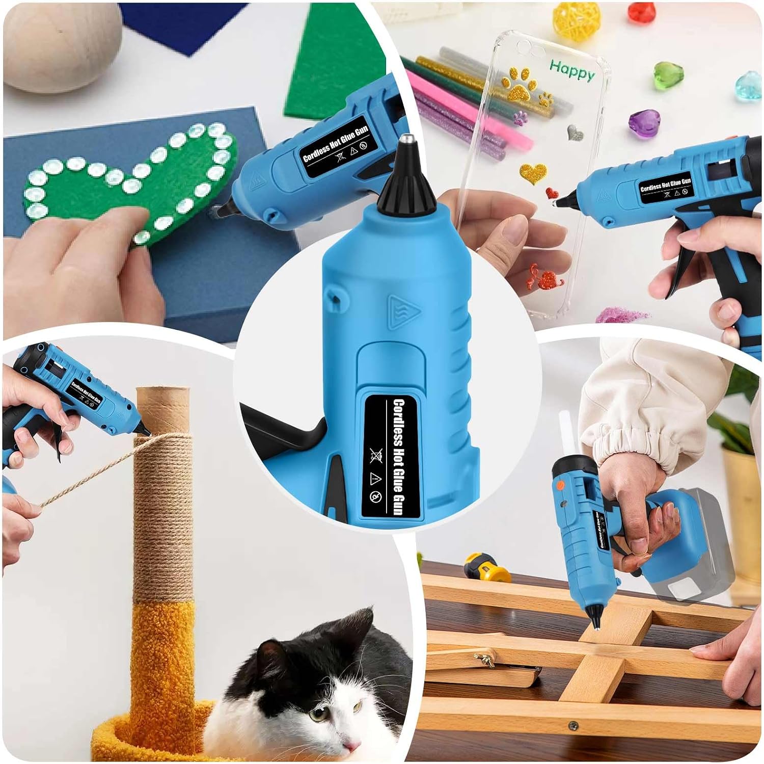 Cordless Hot Glue Gun Compatible with Makita 18V Battery, 100w Fast Preheating and Anti-drip Full Size Glue Gun with 20pcs Glue Sticks (11mm) for Crafts, DIY Arts(Tool Only, Not Made by Makita)