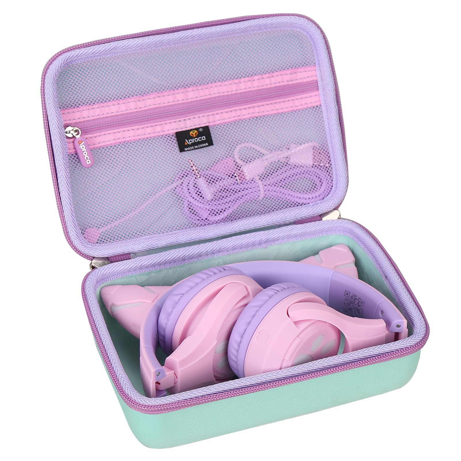 AprocaGreen Hard Storage Case for Riwbox CF9 Cat Ear Kids Bluetooth Headphones