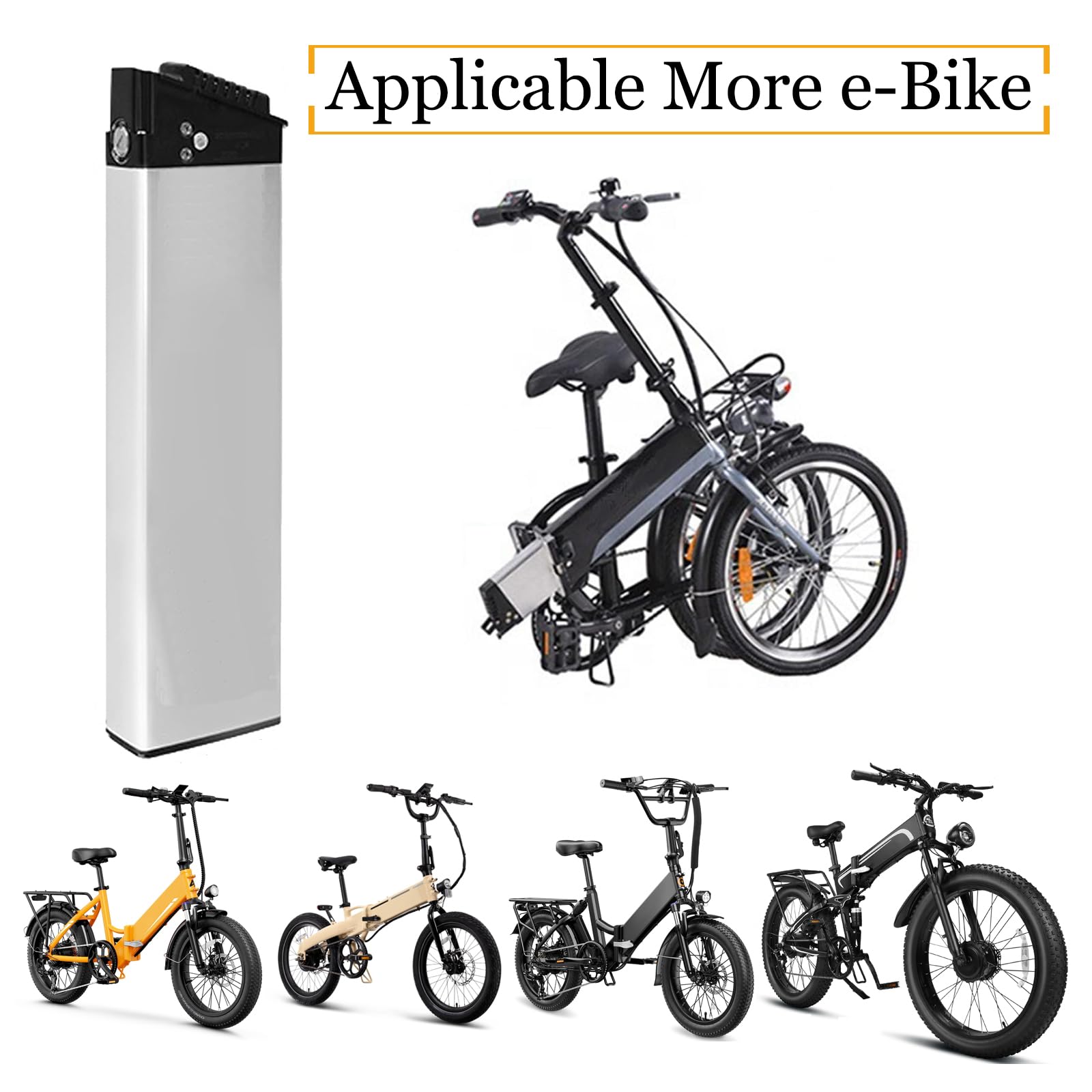 Xinsey 48V Składany rower elektryczny 10,4 Ah 12,8 Ah 14Ah do ENGWE i Samebike LO26 20LVXD i innych rowerów elektrycznych 200w-1000w Ebike Silnik z BMS i ładowarką (48V14Ah)