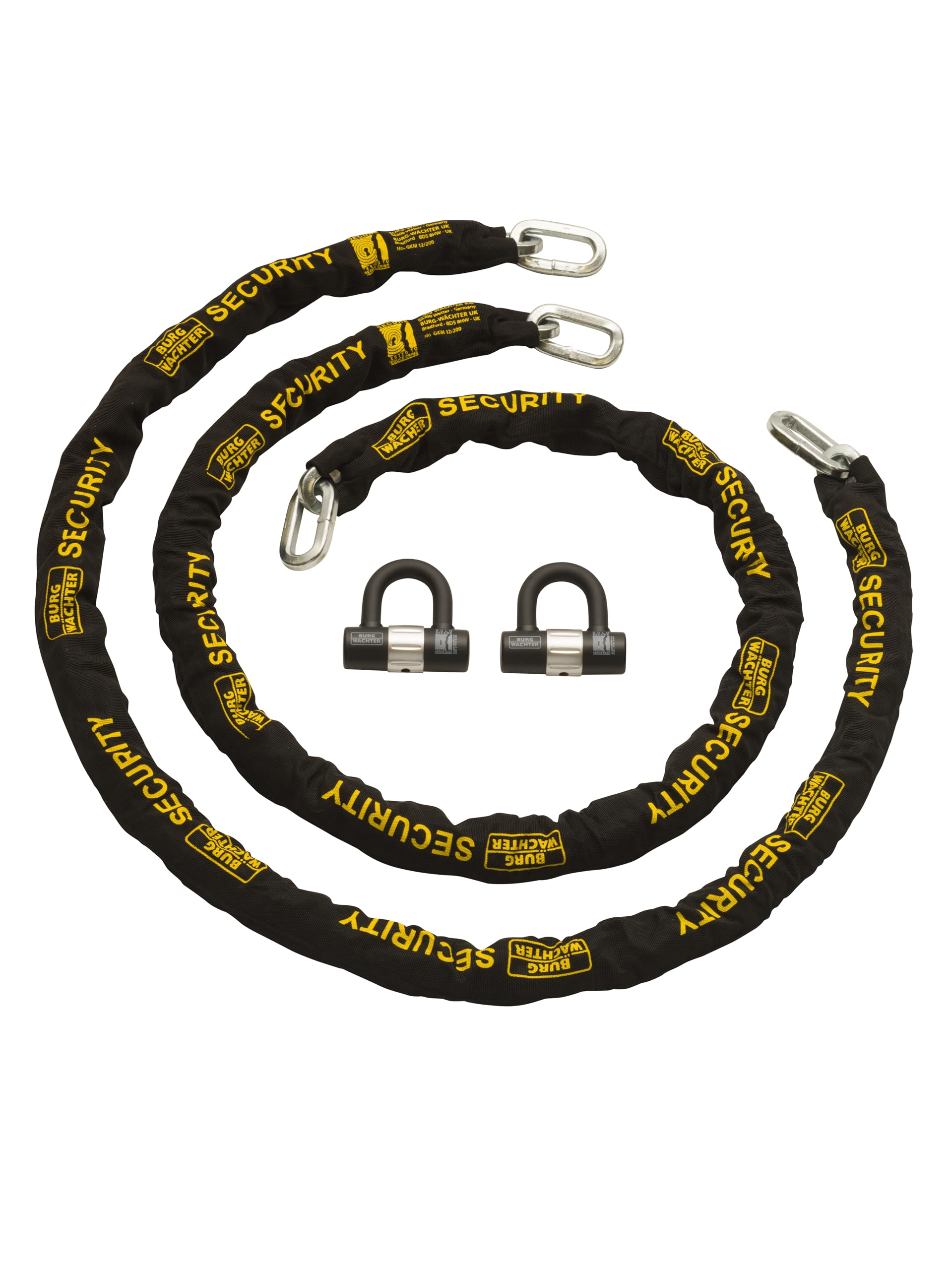 Burg-Wachter Sold Secure Diamond & Gold 12 mm Kette mit gleichschließendem Verschluss, Schwarz, 2 m