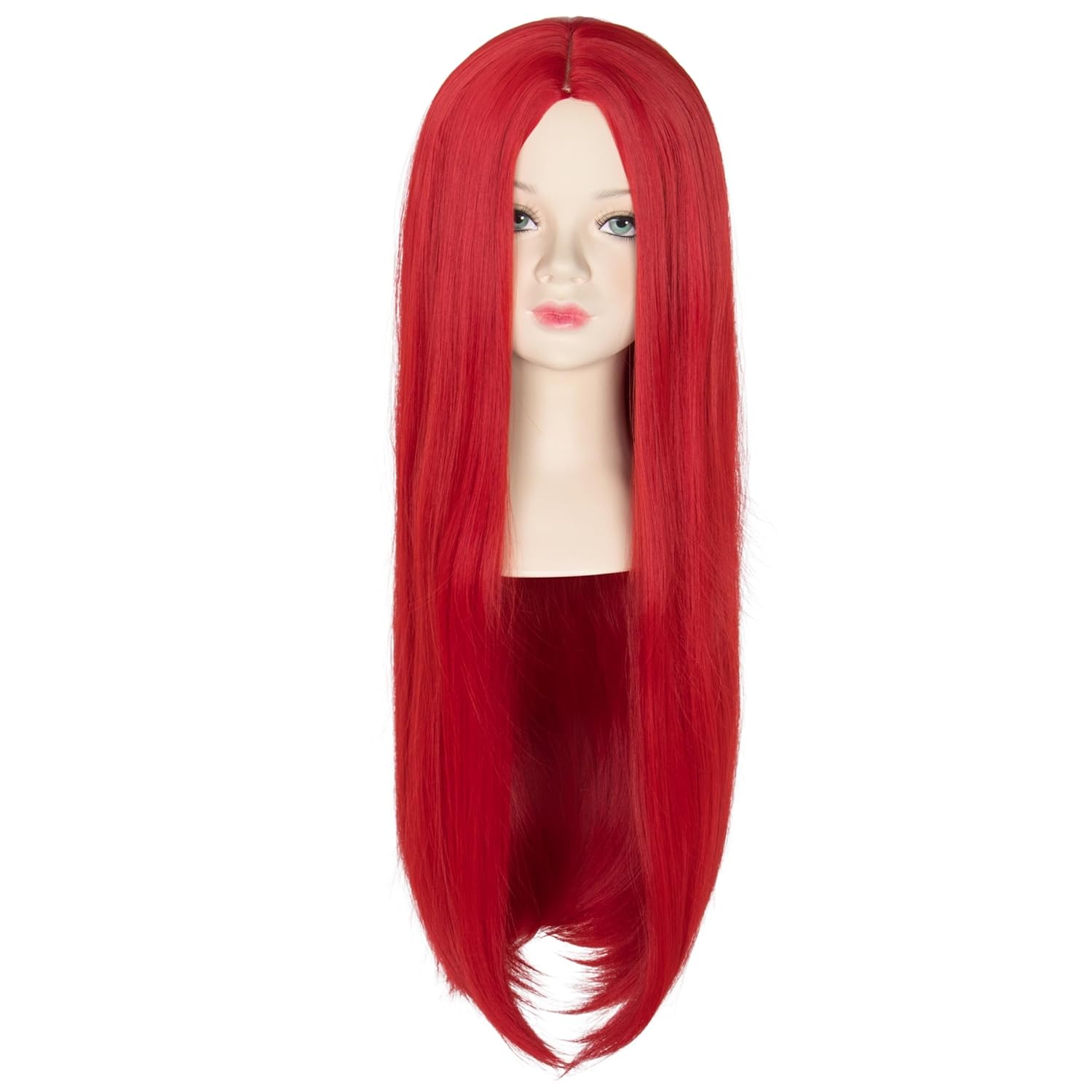 Miss U Hair Long Straight Red Cosplay Costume Wig Middle Part Halloween Wigs