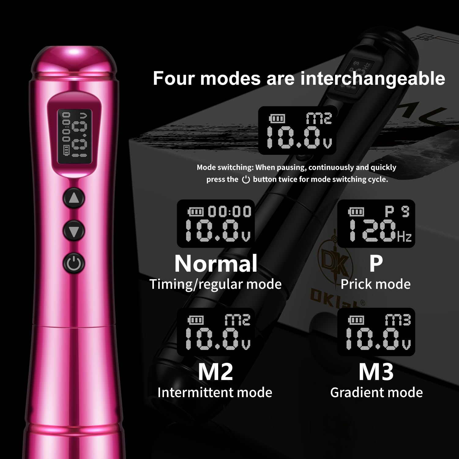DKLAB Alioth Wireless Permanet Makeup Tattoo Pen Machine Kit Rotary Tattoo Gun with 2x Batteries Power Supply Lightweight Multi Functional Set for Professional Artists Permanent Makeup (Rose)
