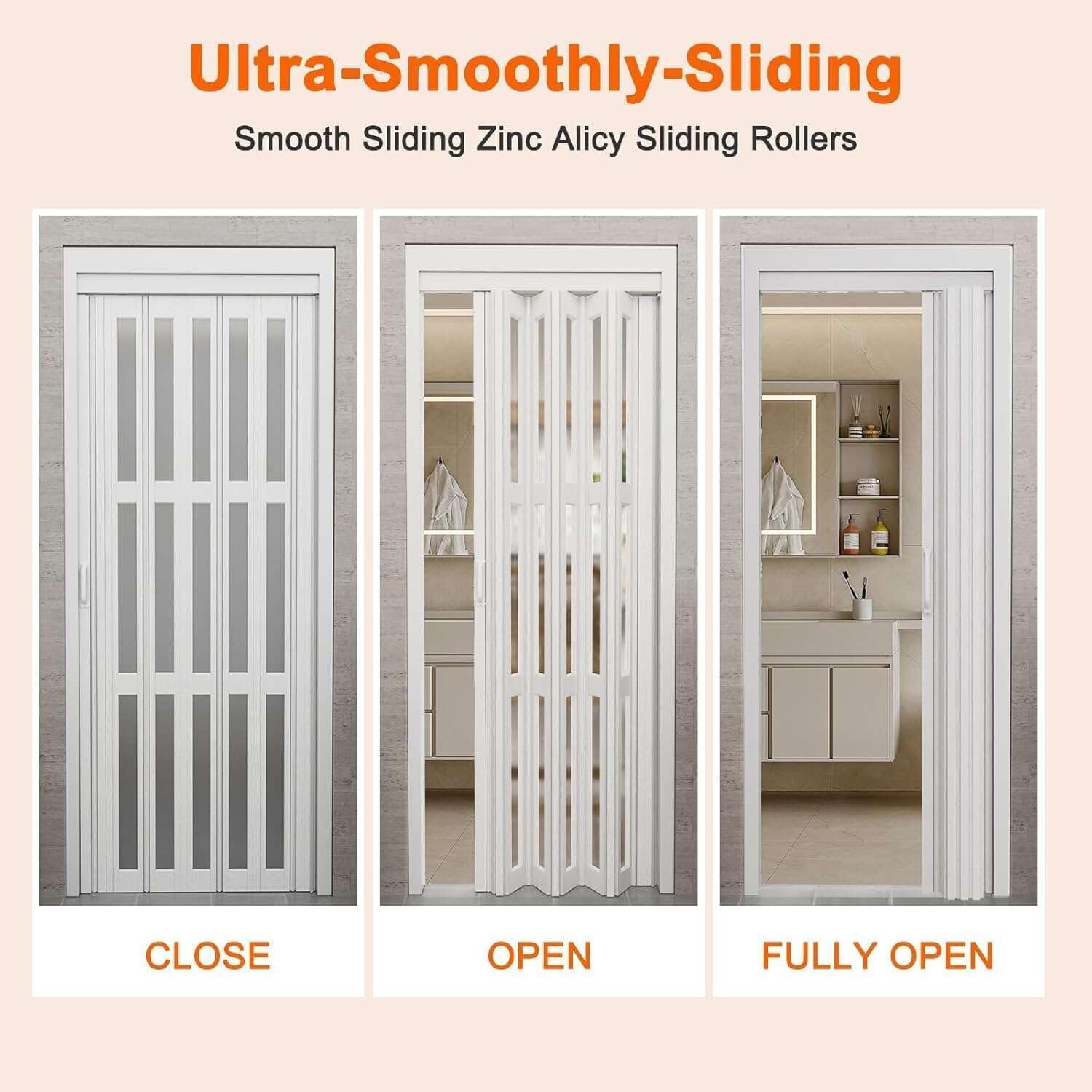 Accordion Doors 48"-72" x 80", with Upgraded Roller & Handle & Complete Hardware, Interior Multifold Folding Doors for Closet & Pantry, Room Divider, Trimmable Height & Width, Space Saving, Walnut