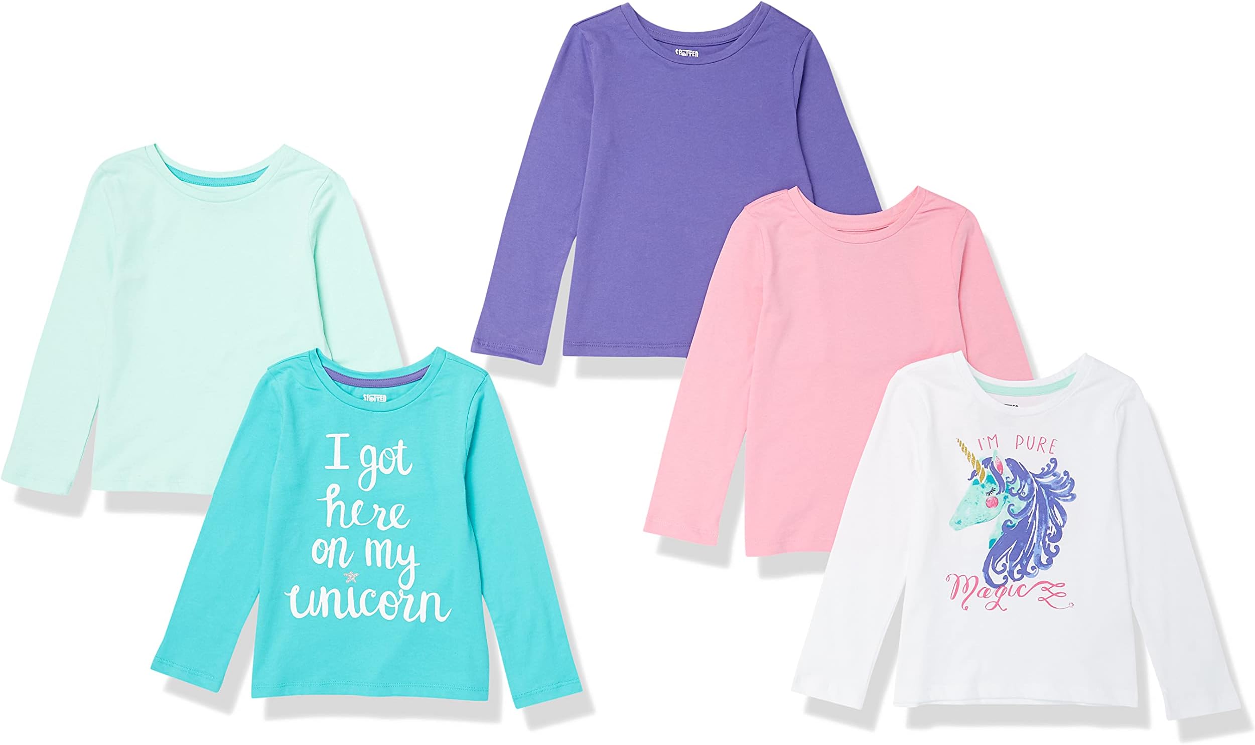 Girls and Toddlers' Long-Sleeve T-Shirts (Previously Spotted Zebra), Multipacks