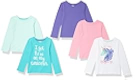 Girls and Toddlers' Long-Sleeve T-Shirts (Previously Spotted Zebra), Multipacks