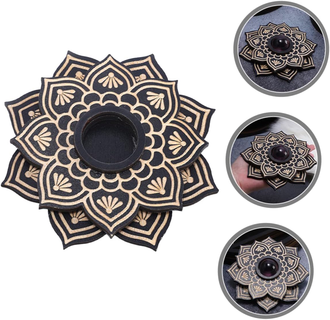 Crystal Ball Display Stand Wooden Decorative Holder for Home Office