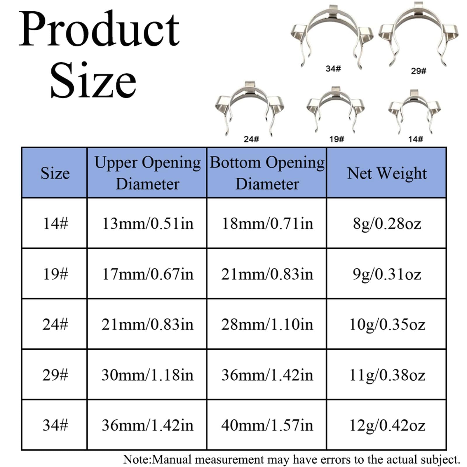 SEIWEI 3 Pcs 19# Joint Clip Lab Clamp Carbon Steel Mounting Clamp with Double Ring Design Suit for Lab Experiment, Easy to Use