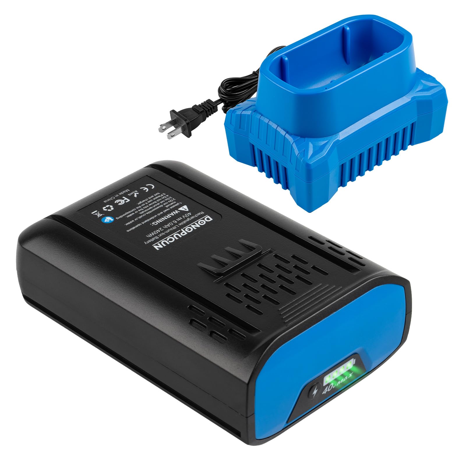 Upgrade 40V 6.0Ah Battery and Charger Kit for Kobalt 40V Max Battery with Compact Portable Charger for Kobalt 40V Lithium Batteries