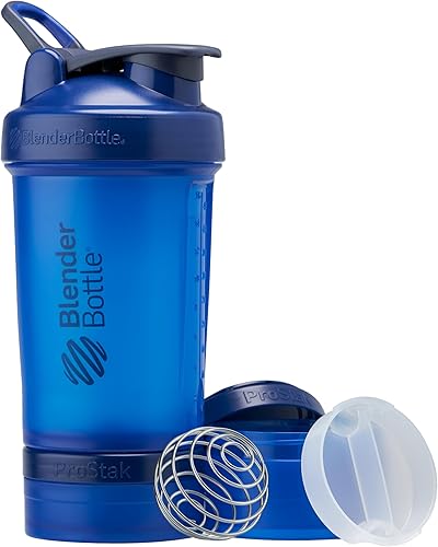 BlenderBottle - Botella agitadora con organizador de pastillas y almacenamiento para proteína en polvo, sistema Classic V2 ProStak, 22 onzas, azul disponible en Yaxa Costa Rica
