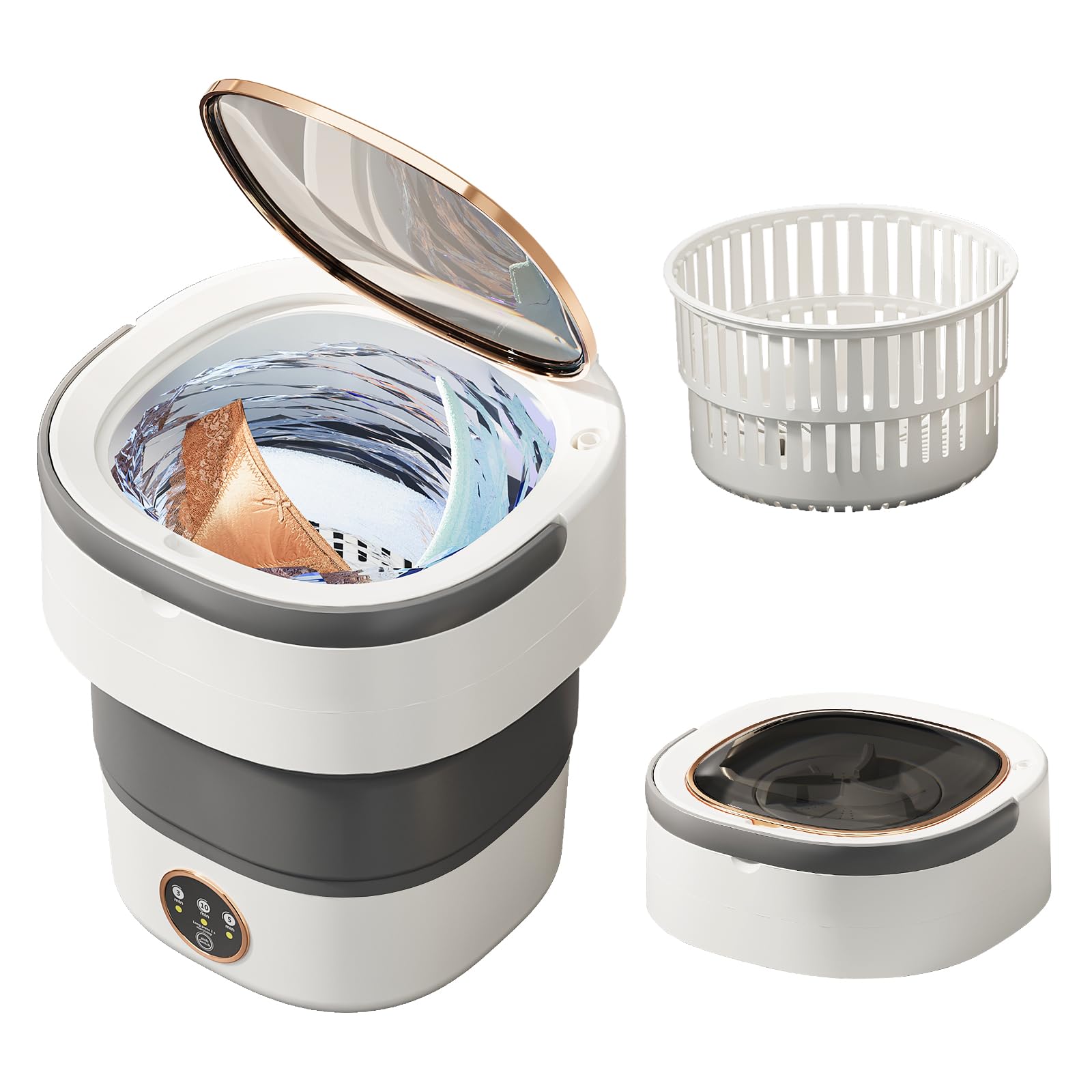 Photo 1 of Portable Washing Machine 20L —Small Foldable Washer with Spin Basket, 3 Mode Deep Clean — Mini Laundry Machine for Travel, Dorms, Camping, Ideal for Baby Clothes, Underwear, Socks Gray