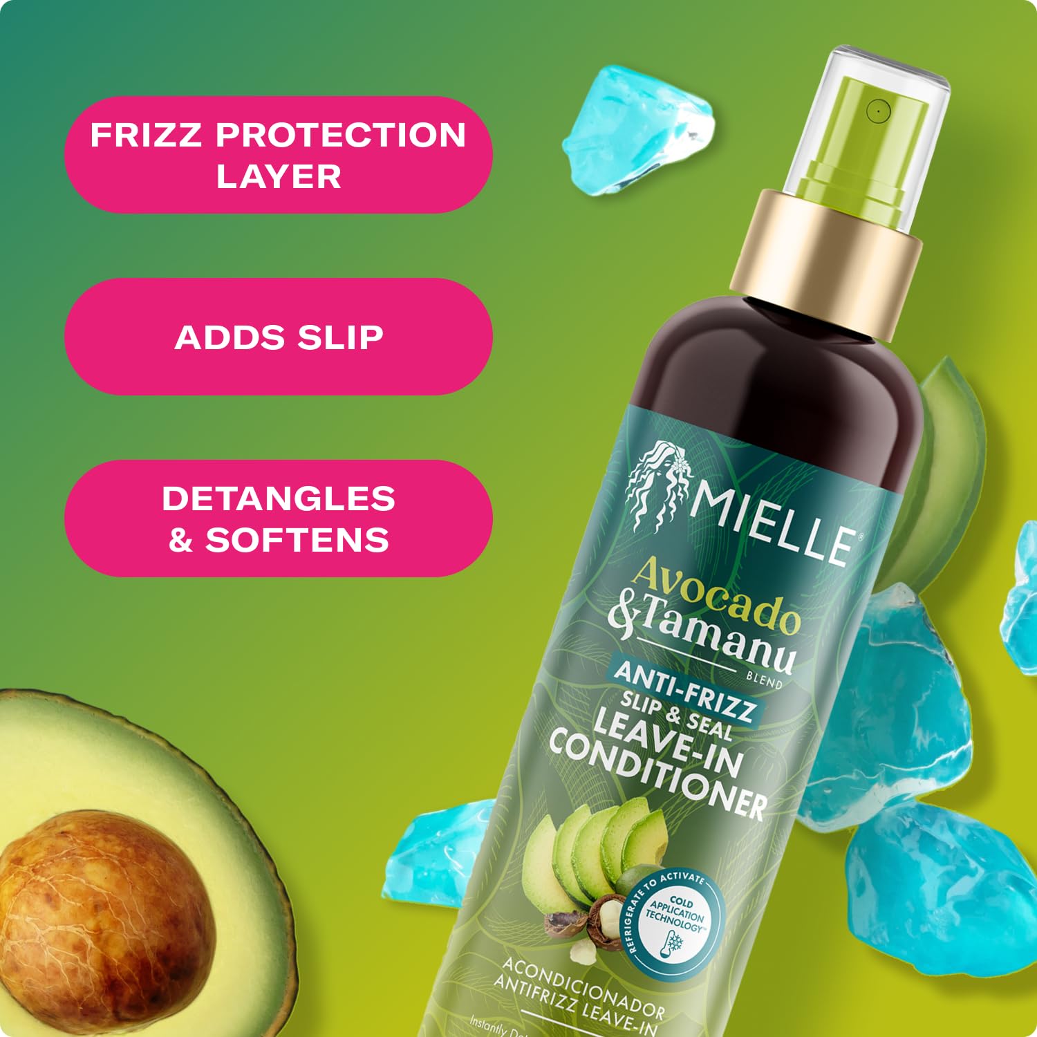 Mielle Organics Avocado & Tamanu Hair Leave In Conditioner Spray for Frizz Control - Smoothing Detangler & Anti Frizz Treatment for Dry, Damaged Styles - Nourishes Scalp for Soft, Shiny Strands - 8 oz - Image 3