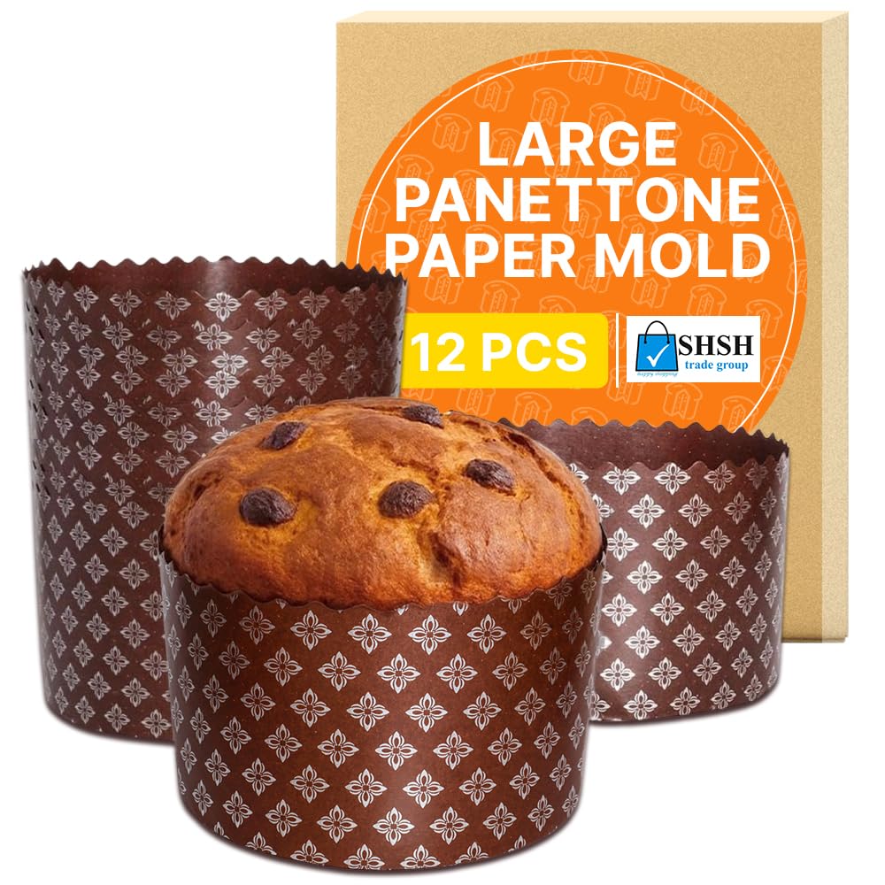 12 oz Easter Bread Forms Paska Mold Kulich |12 pcs| Easter Bread Paper Mold Panettone Paper - Panettone Paper Baking Molds Universal Brown Design