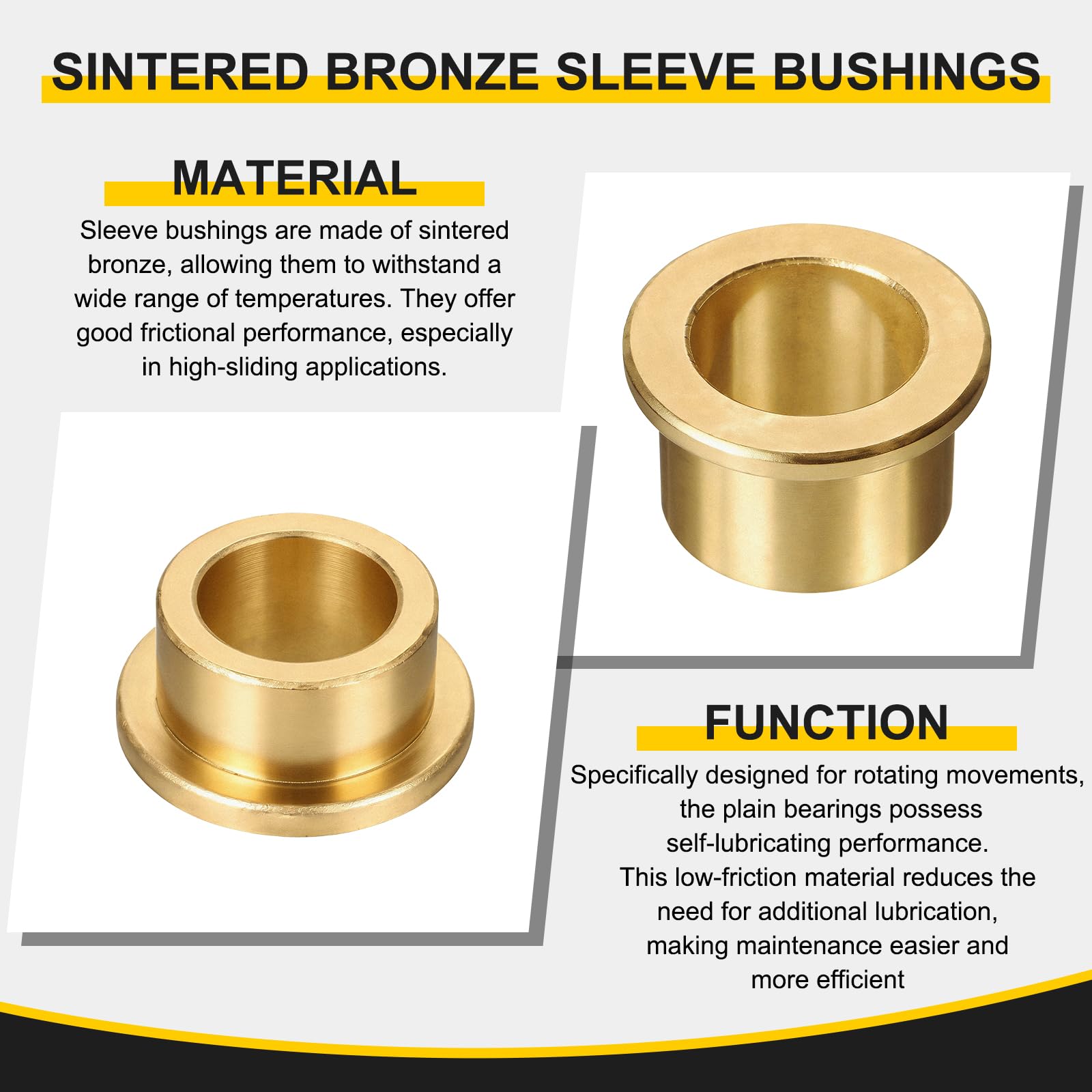 sourcing map Lot de 6 roulements à manchon à bride, alésage de 18 mm x 24 mm de diamètre extérieur x 20 mm de longueur, bagues auto-lubrifiantes en bronze fritté