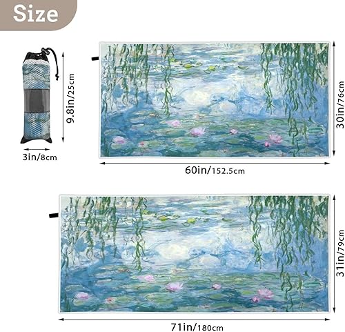 Miniatura 4 de Toalla de playa, lirios de agua, Claude Monet, pinturas al óleo, flores, 31 x 71 pulgadas, toallas de baño de microfibra de secado rápido, toalla de