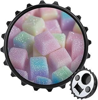 Sugar Cubes Pastel Rainbow Color Iridescent Bottle Opener Round Fridge Magnets Beverage Beer Magnetic Bottle Cap Opener for Fridge, Kitchen, Office