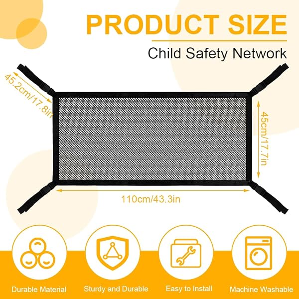 Filet de sécurité SGZIOO pour tour d'apprentissage et ustensiles de cuisine, filet de sécurité pliable pour tour d'apprentissage et rangement de jouets - 2