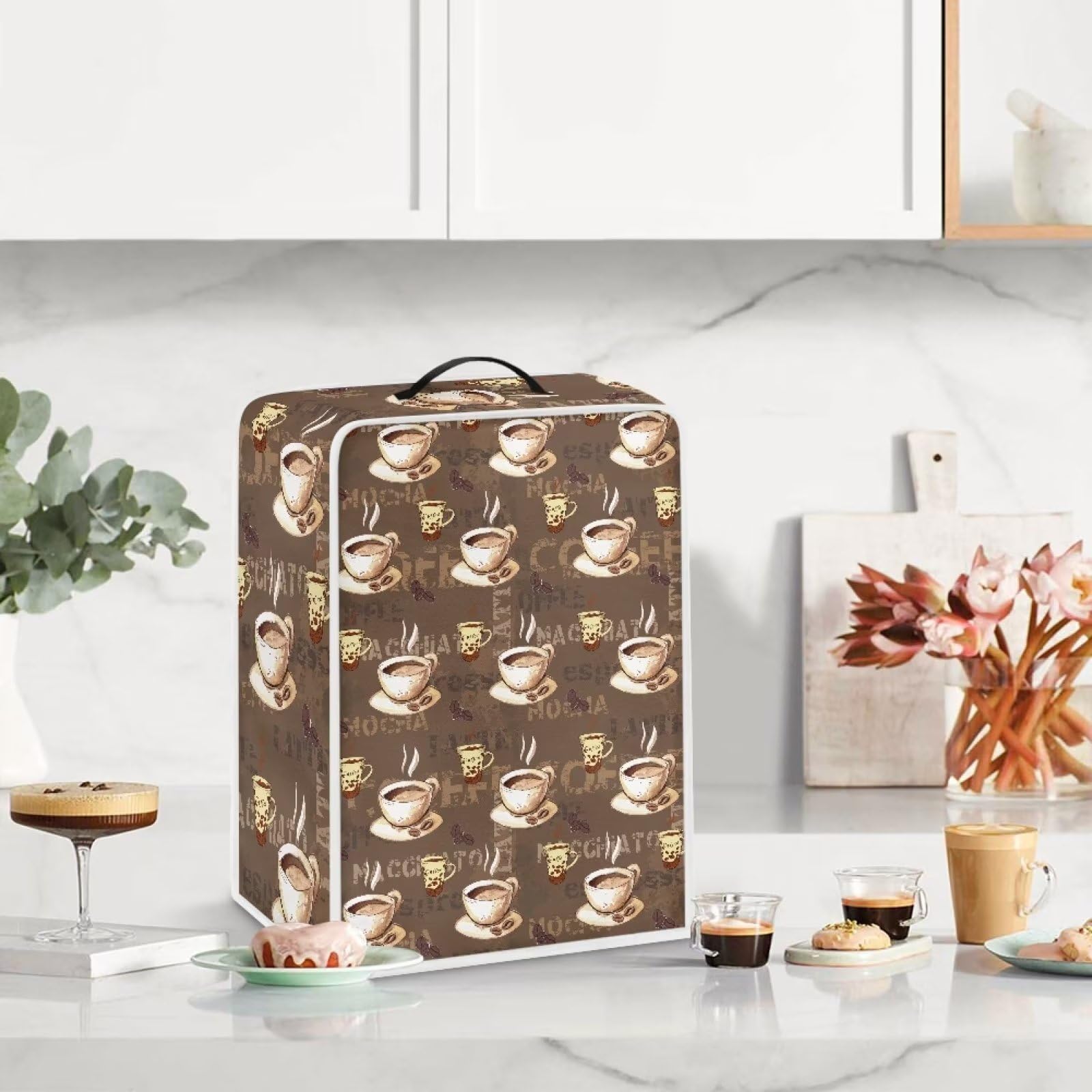 FUIALDOLG Coffee Cover for Kitchen Appliance Dustproof Cover with Handle,Washable Coffee Dust Covers Universal Food Processor Americano Coffee Maker Cover