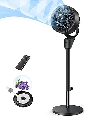 Dreo Fan for Bedroom, 80° Oscillating Standing Fan, 25dB Quiet, 80ft Pedestal Fans for Home Office, 90° Manual Vertical, 3 Speeds, Remote, 34-41" Adjustable Height, Air Circulator