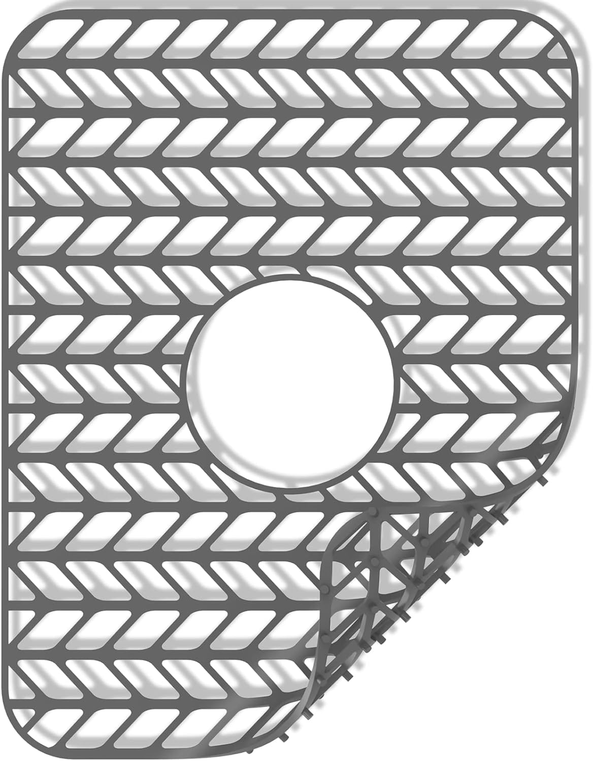 GUUKIN Sink Protectors for Kitchen Mat - 29.7“x15.5” Silicone Kitchen Sink Mat Grid for Bottom of Farmhouse Stainless Steel Porcelain with Center Drain（Grey）