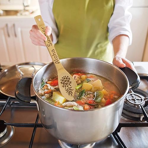 Miniatura 6 de 5 cucharas de cocina de madera de piña, regalos de piña, decoración de cocina de piña, cucharas de bambú quemado talladas de piña, regalos de piña