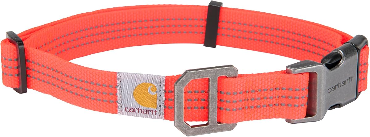 Dog Collar Coral Glow L | Nylon Webbing, Fully Adjustable with Durable Side Release Buckle and Reflective Stitching