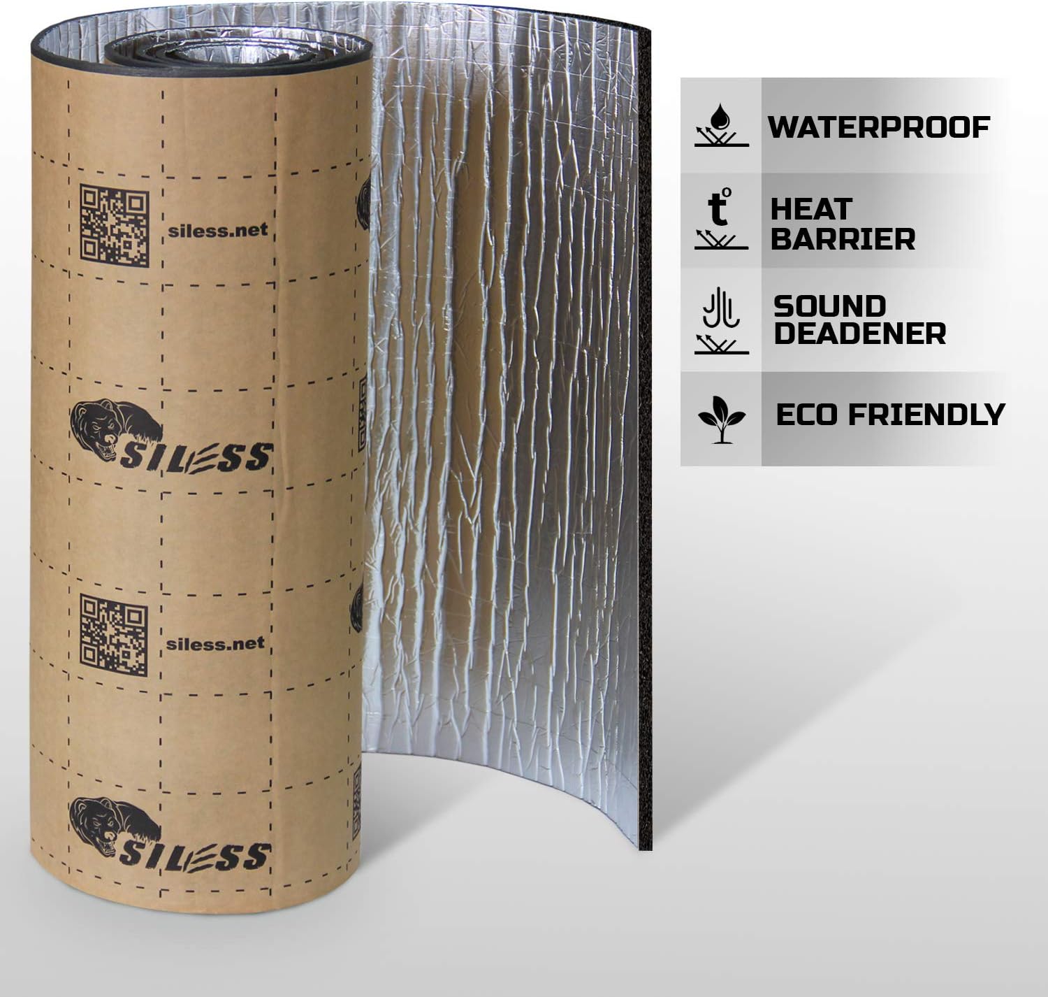 Siless Liner 157 mil (4 mm) 36 sqft Aluminum Foil Finish Car Sound Deadening & Heat Insulation Closed Cell Foam - PE Foam Sound Deadener