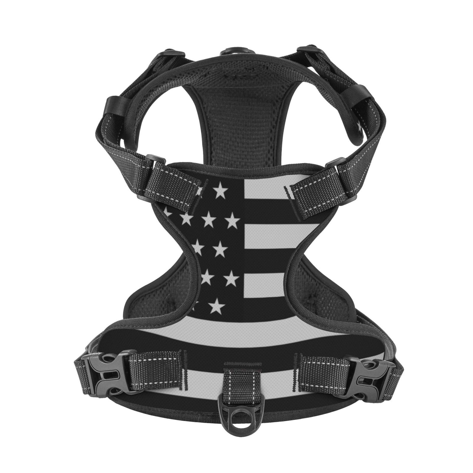 Black Striped Flag Reflective Dog Harness No Pull Soft Vest Harness for Small Medium Large Dog Puppy Pets Small Size