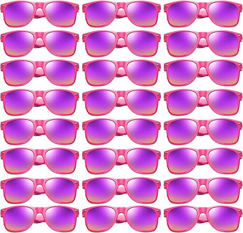 Paquete de 1224 gafas de sol reflectantes de espejo colorido a granel, gafas de sol neón 80s 90s regalos de fiesta unisex