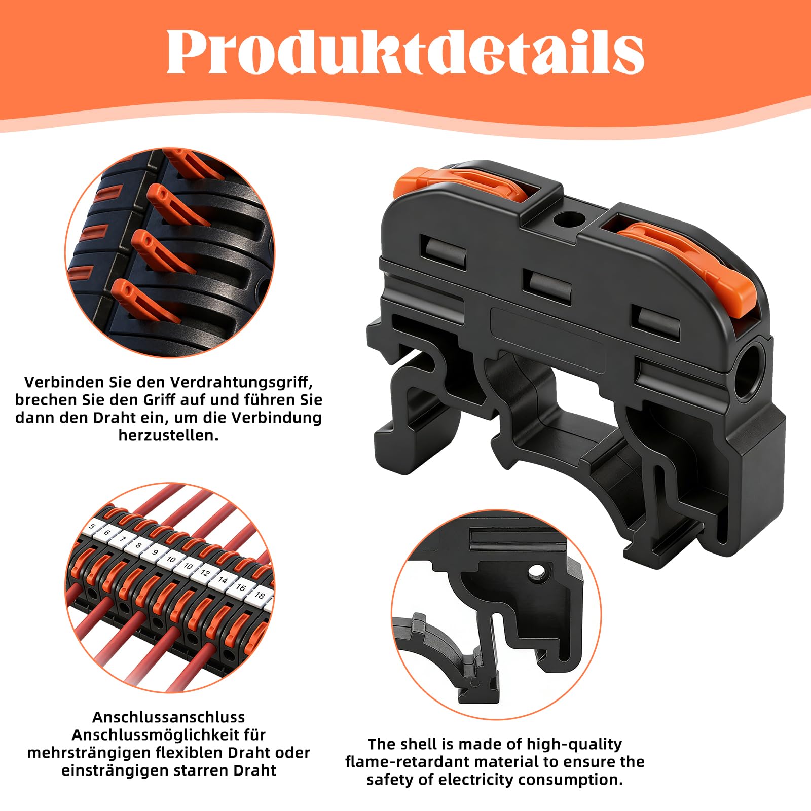Bornes en série Rail DIN 60 pièces - bornes de connexion | borne de passage Rail DIN 0,08–4 mm² PCT-211 | bornes à vis enfichables kit | bornes électriques pour un câblage rapide
