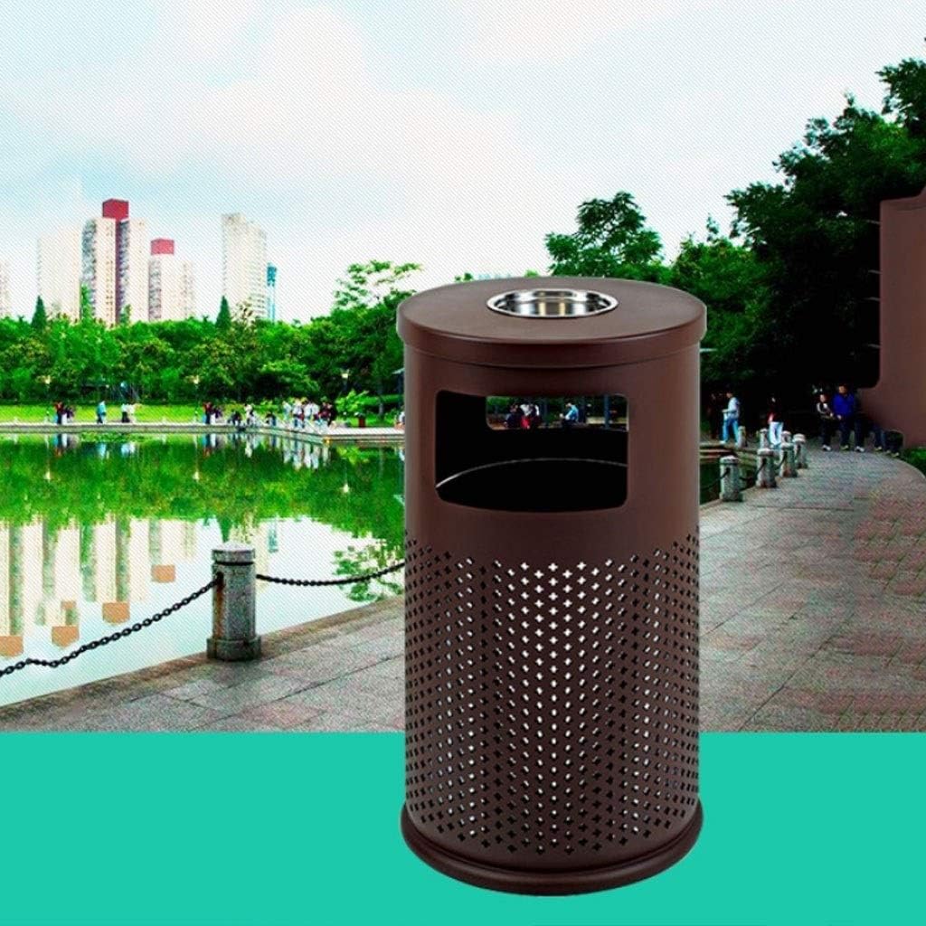 Waste Bins,Outdoor Ashtray Indoor and Outdoor Trash Cans Trash Can Outdoor Large Recyclibin Cylindrical, Suitable for Park School Public Areas Outdoor Recyclibin/Brown/a