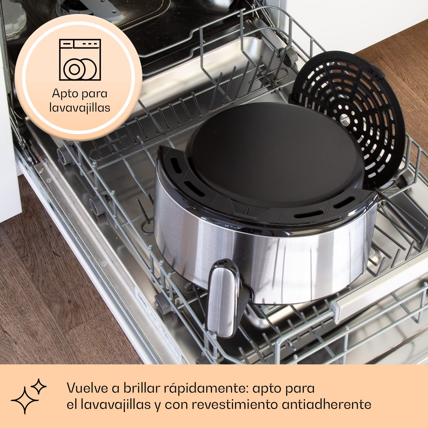 Klarstein Freidora de Aire Caliente, de 1500W de Calentamiento Rápido para Cocinas, Freidora Sin Aceite Digital de 4.3L, Pantalla Táctil, Temporizador, Temperatura Ajustable, Air Fryer 8 Programas