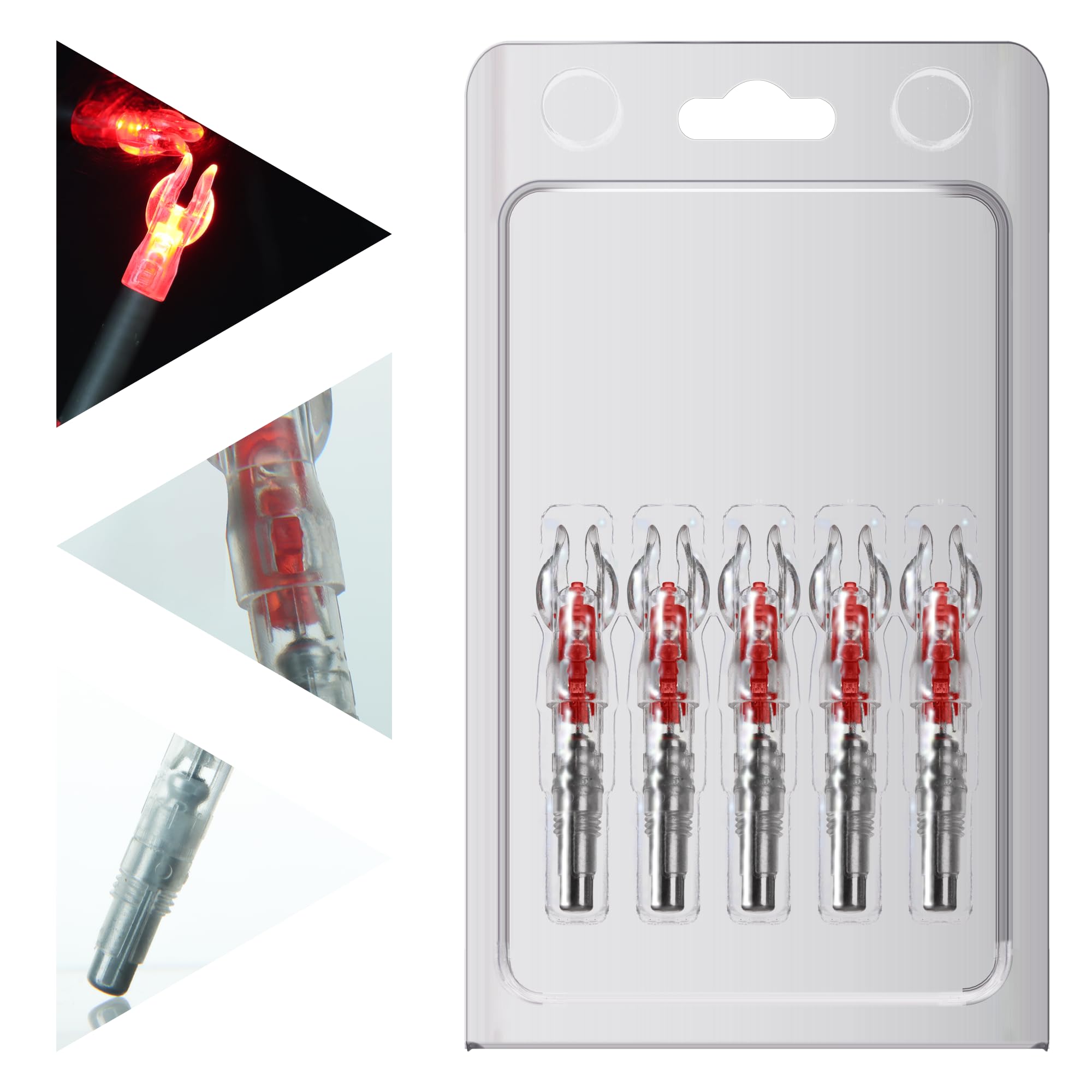 Encoches (cames) Lumineuses Pour Flèches De Tir à L'arc - Diamètre Intérieur 5,3 Mm, 6 Ou 12 Pièces - LED Multicolores, Allumage Automatique Au Tir