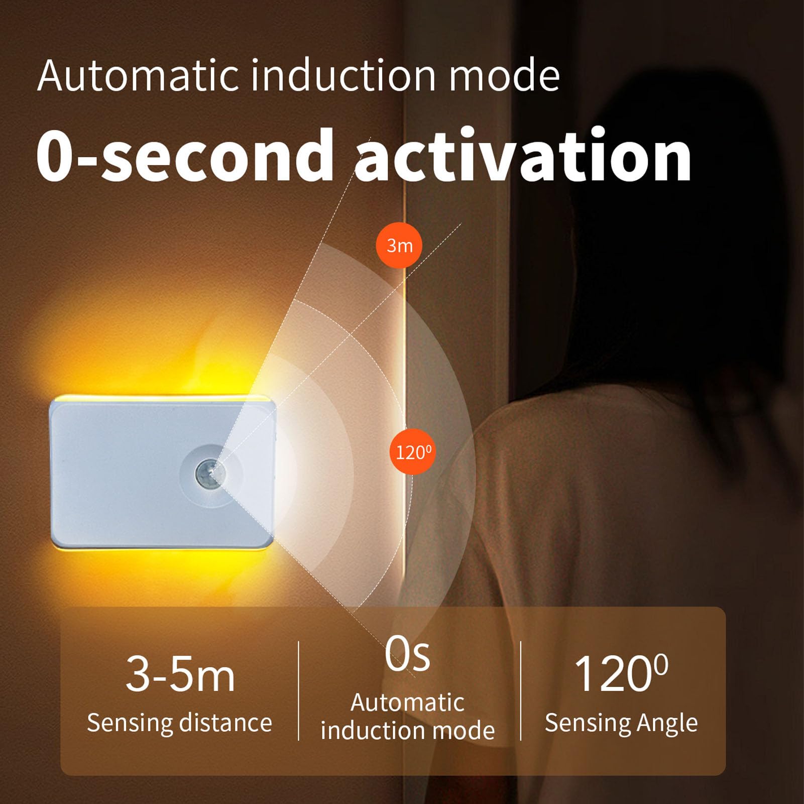 Luce per Scale Ricaricabile con Sensore di Movimento con 7 Colori per la Sicurezza Notturna Nella Cucina del Bagno della Camera da Letto