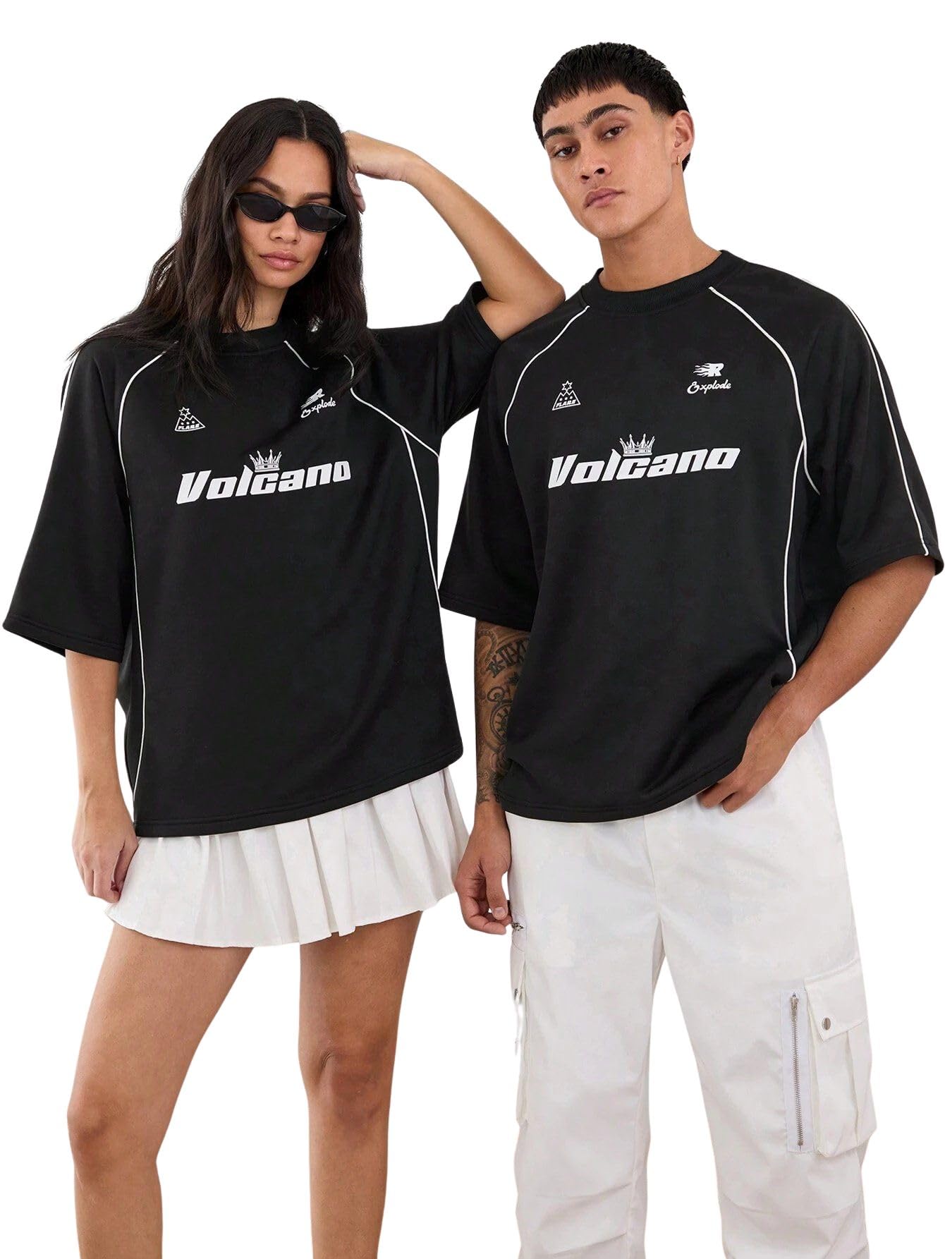 sxv style Unisex Knit Bud Decor Loose Round Neck Short Sleeve Pullover T-Shirt-picture-44