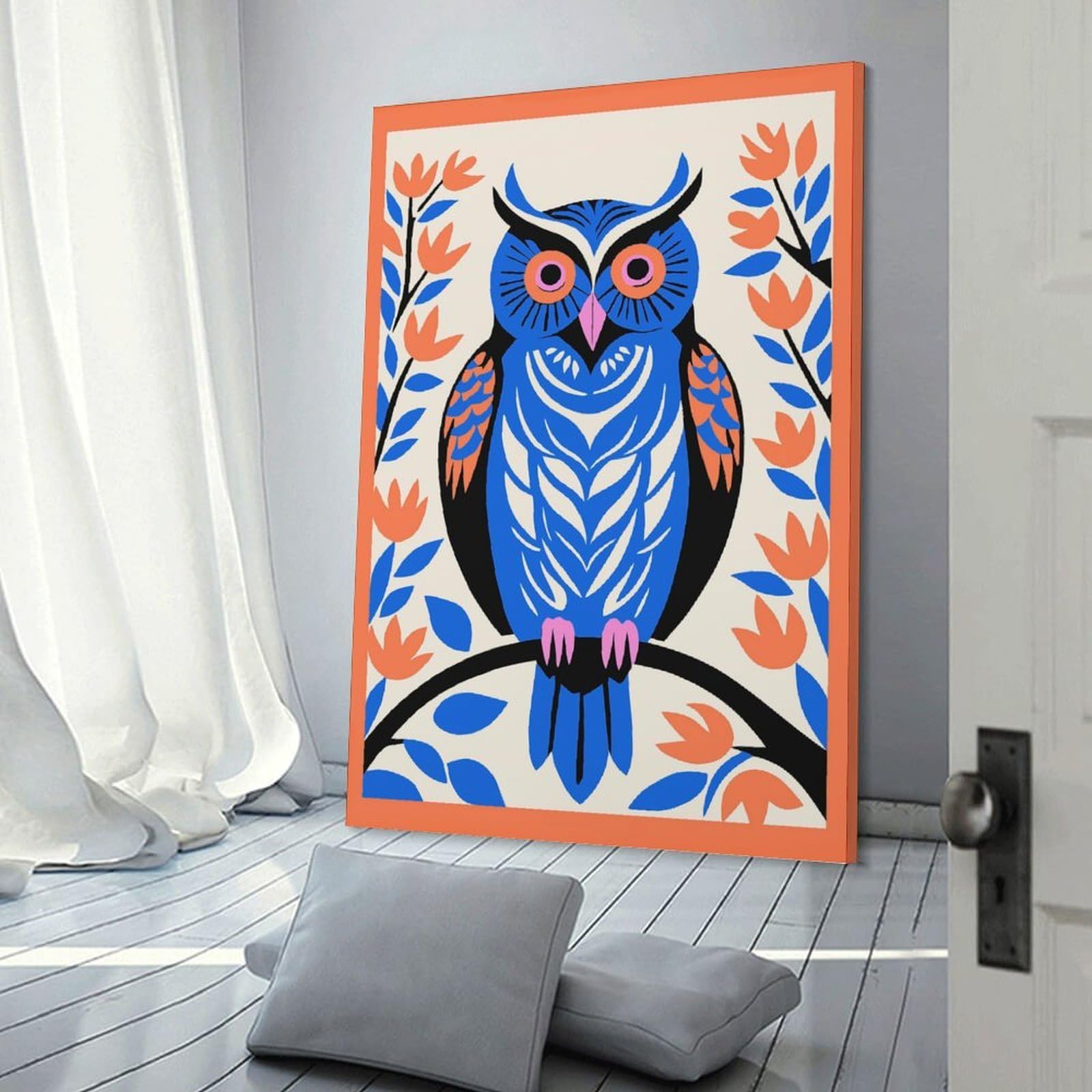 Junmoney Bohemian Colorful Owl Canvas Wall Decor 24x36inch(60x90cm), for Lounge, Bedroom Or Personal Spaces, A Wall Art Gift for Fresh Interiors