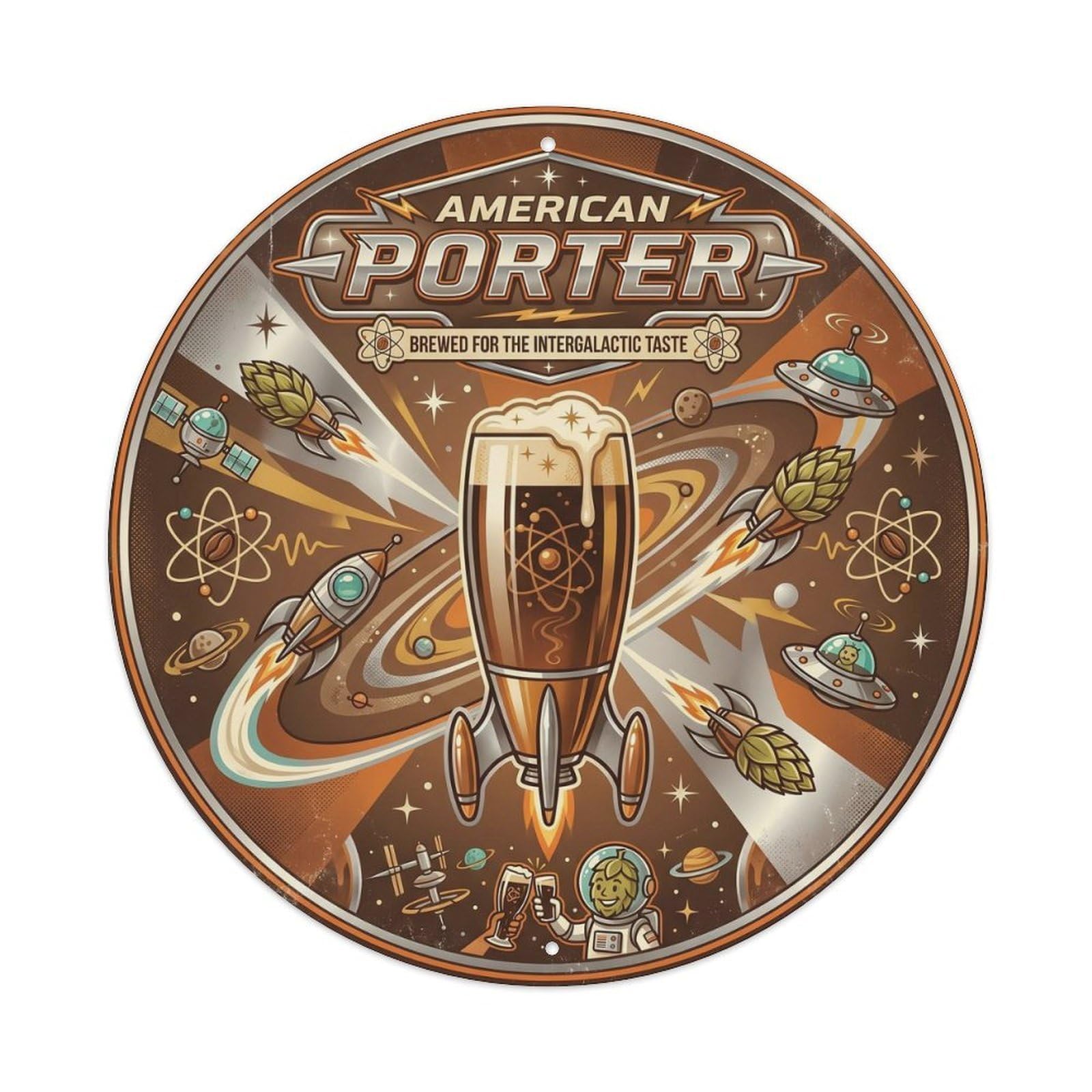 American Porter Tavern Culture Farmhouse Brew Rustic Metal Tin Sign