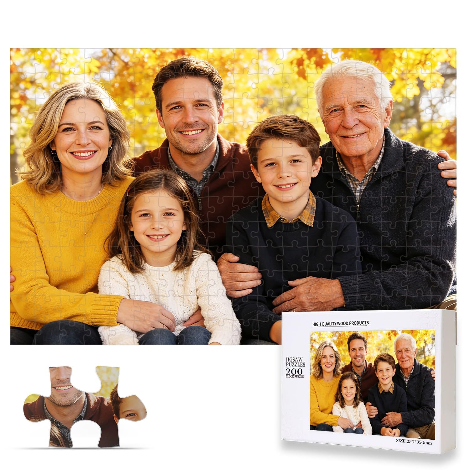 Custom Puzzle from Photo, Personalized Puzzle for Adults 120/200/300/500/1000 Pieces, Customized Jigsaw Puzzle Gift for Family, Wedding, Friend