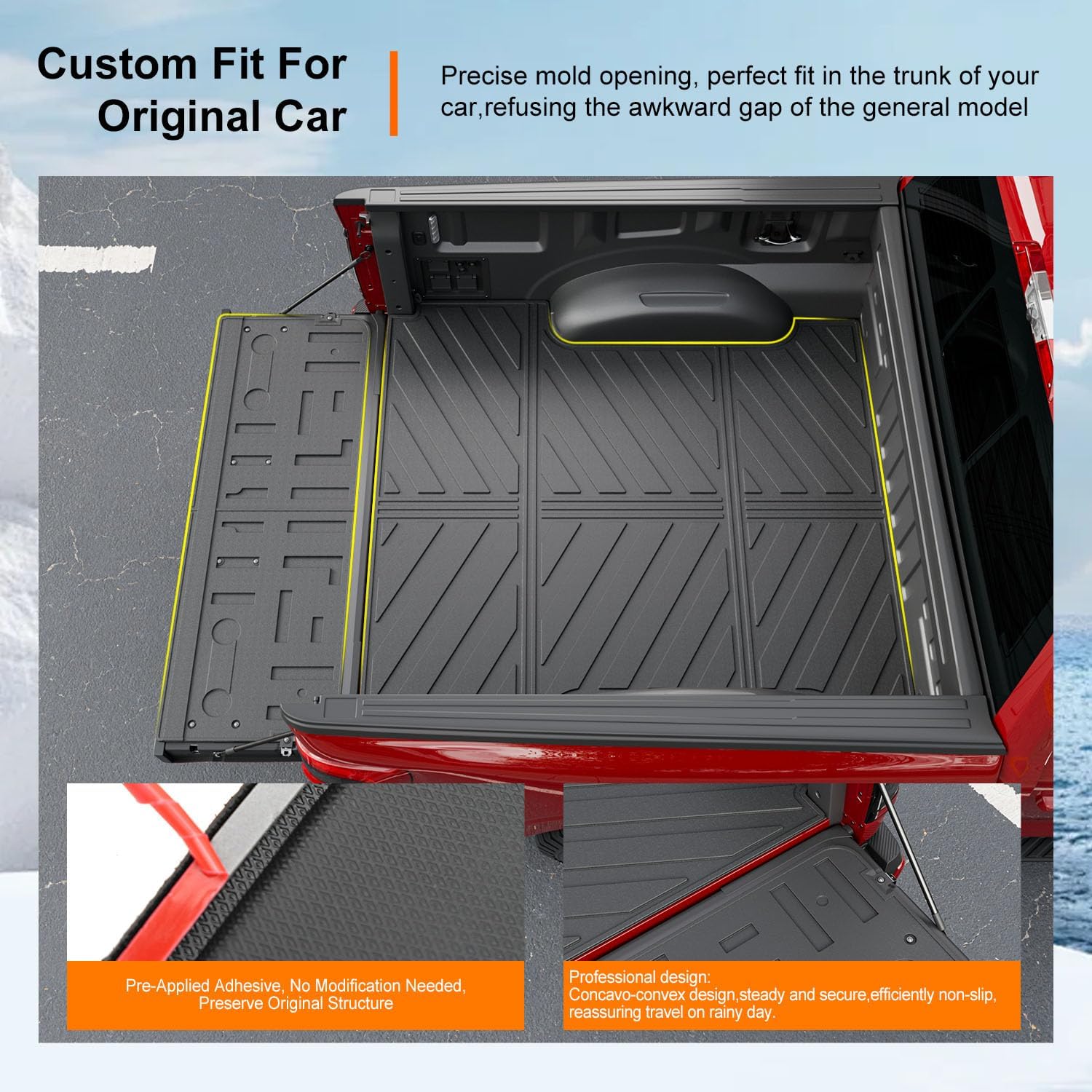 powoq 5.5ft truck mat compatible with 2021 2022 2023 2024 2025 2026 ford f150 truck bed mat tpe tailgate liner replacement for 2021-2026 ford f-150 accessories (5.5ft bed mat+tailgate mat)