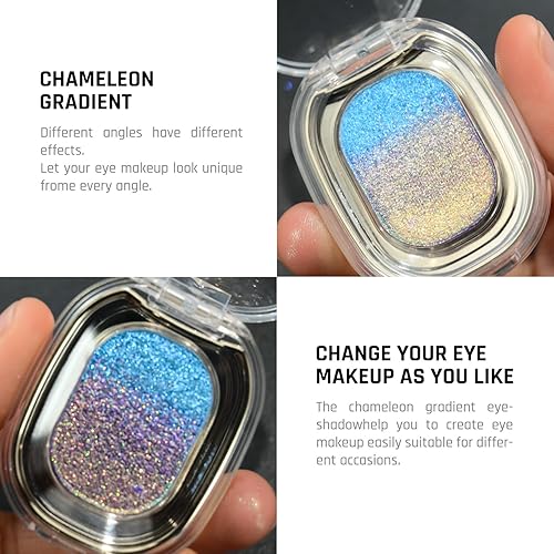Miniatura 4 de CHARMACY Paleta de sombra de ojos con purpurina multicroma, paleta de resaltadores faciales de alto brillo, sombra de ojos holográfica metálica,