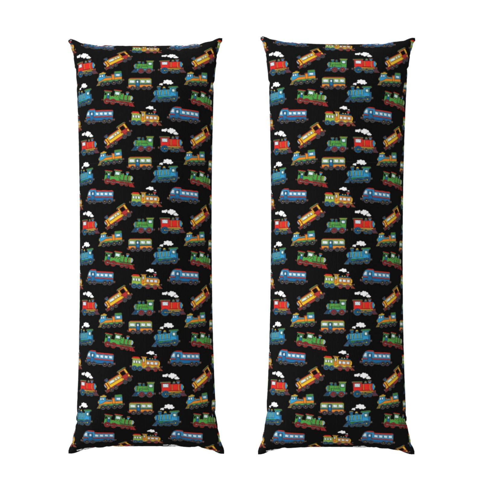 Body Pillow Case 20x60 Inch, Cartoon Train Black, Zippered Cozy Pillow Cover, Softffy Fabric, Comfortable Protector for Bedroom Couch Sofa