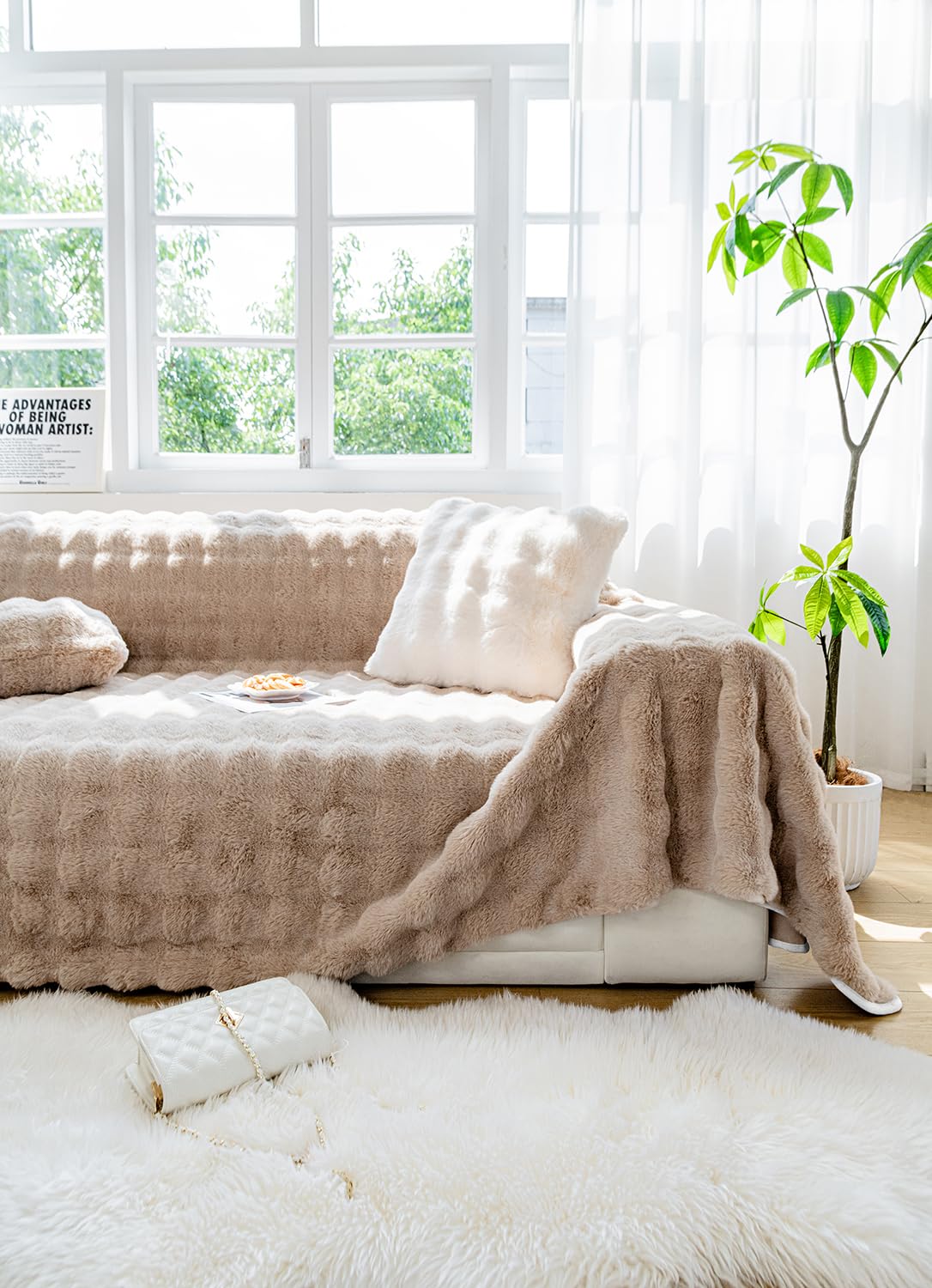 Amazon｜マルチカバー 冬用 ふわふわ ソファーカバー 長方形 大判