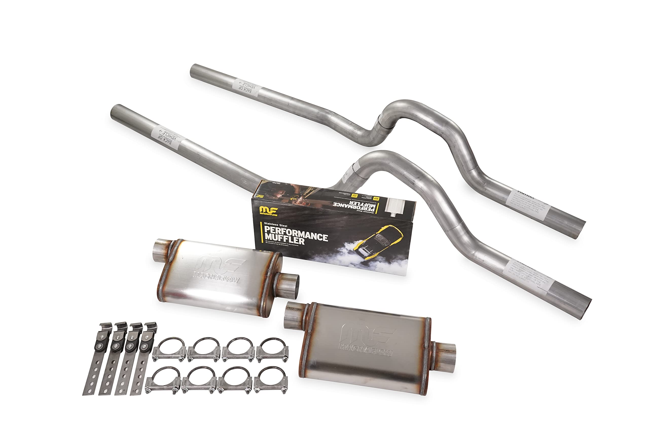 Truck Exhaust Kits - Shop Line Dual Exhaust System 2.5 inch Aluminized MagnaFlow Stainless Mufflers Rear Exit Fits F-Series 67 to 72