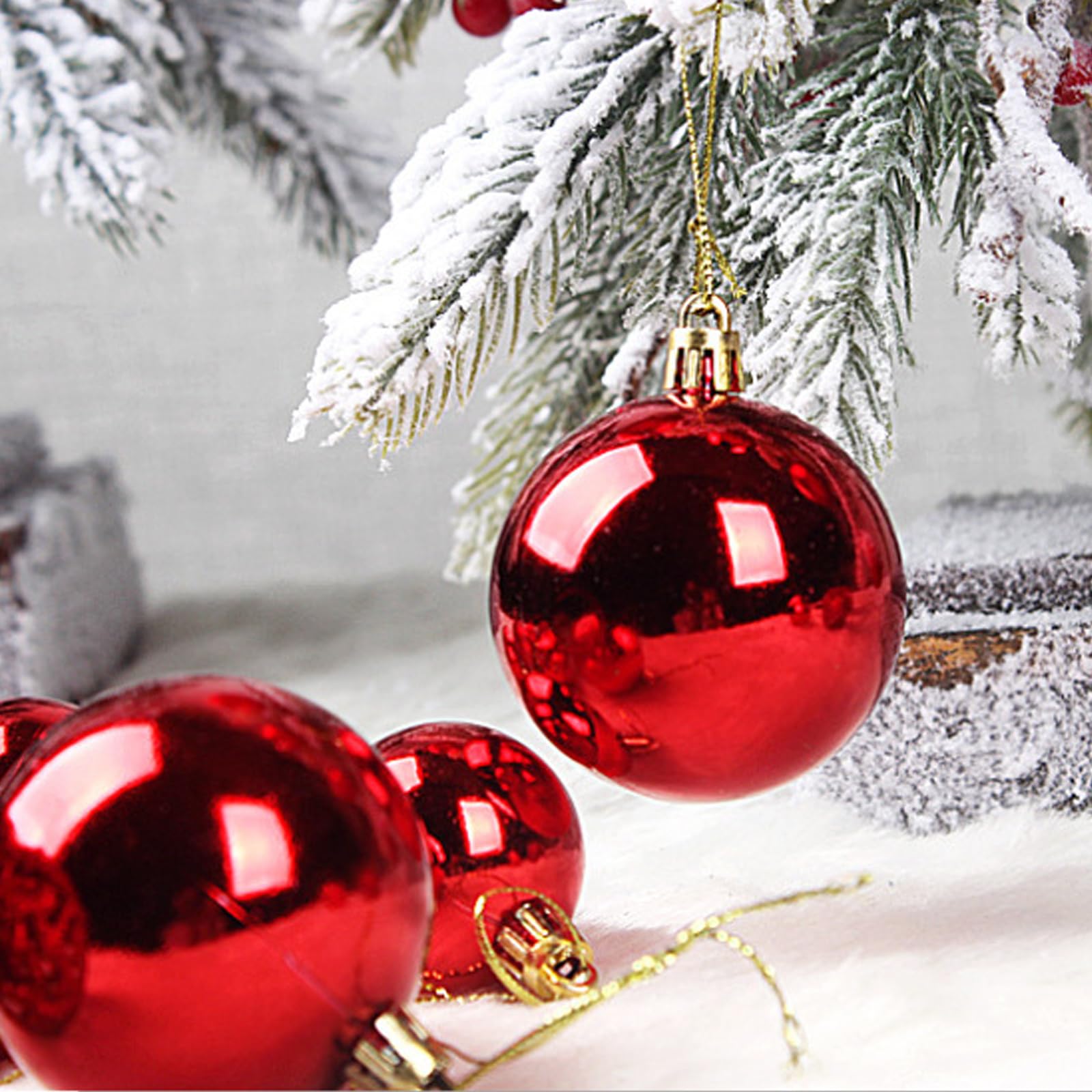 Zerodeko Lot De 24 Boules De Noël Miniatures Rouges 2 Cm En Plastique, à Suspendre Décorative Pour Sapin De Noël, Accessoire Léger Pour Décoration Intérieure Et Vitrine Festive
