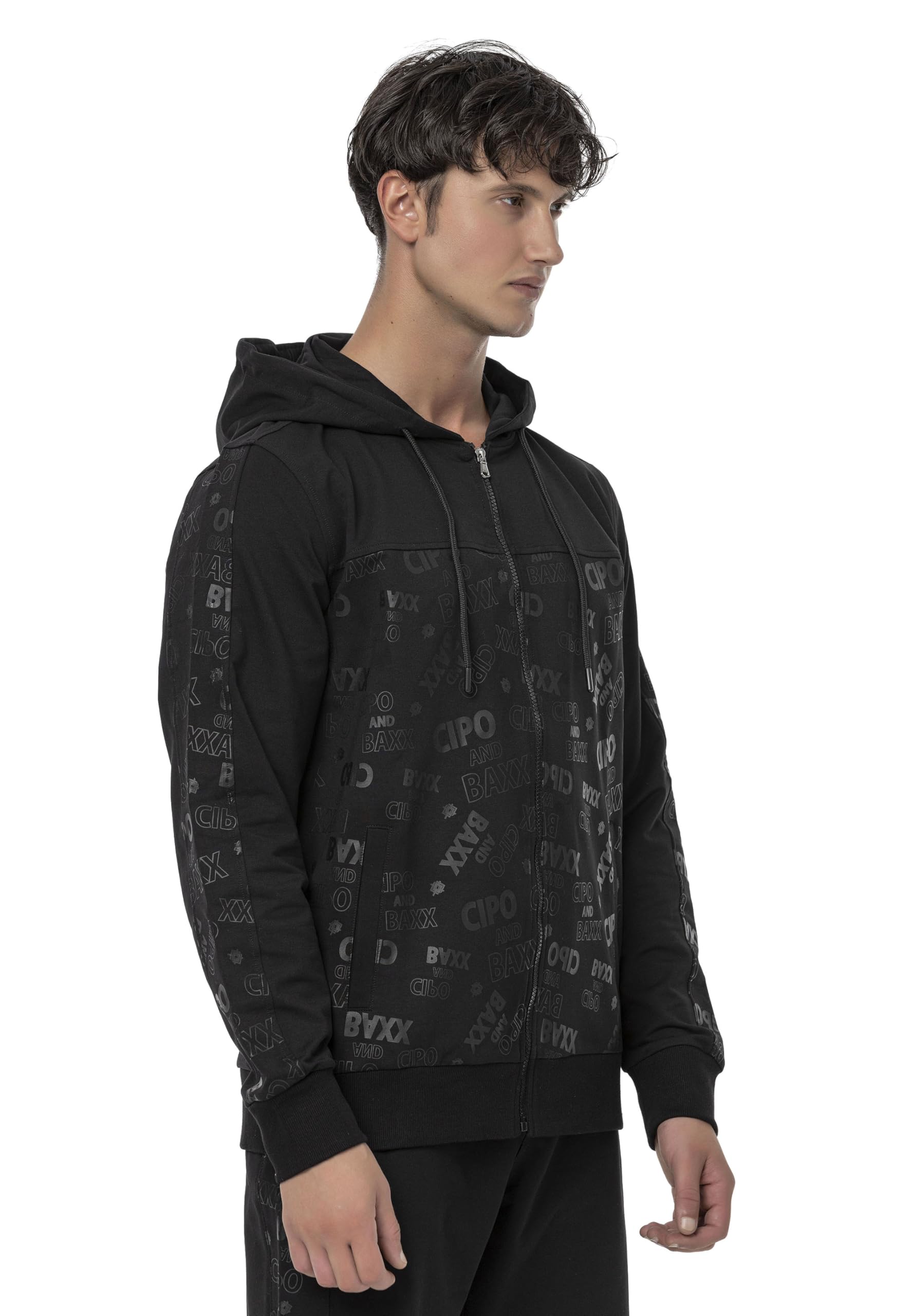 Cipo & Baxx Sudadera con capucha para hombre de la serie – Elegante suéter en estilo moderno casual de calle con cremallera y capucha para el día a día, ocio y fiesta