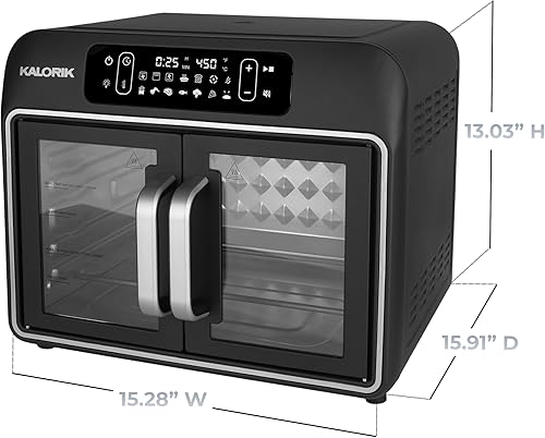 Miniatura 6 de Kalorik Horno de convección de freidora de aire, serie de diseñador, 26 cuartos de galón con ventilador de doble velocidad, puertas francesas de