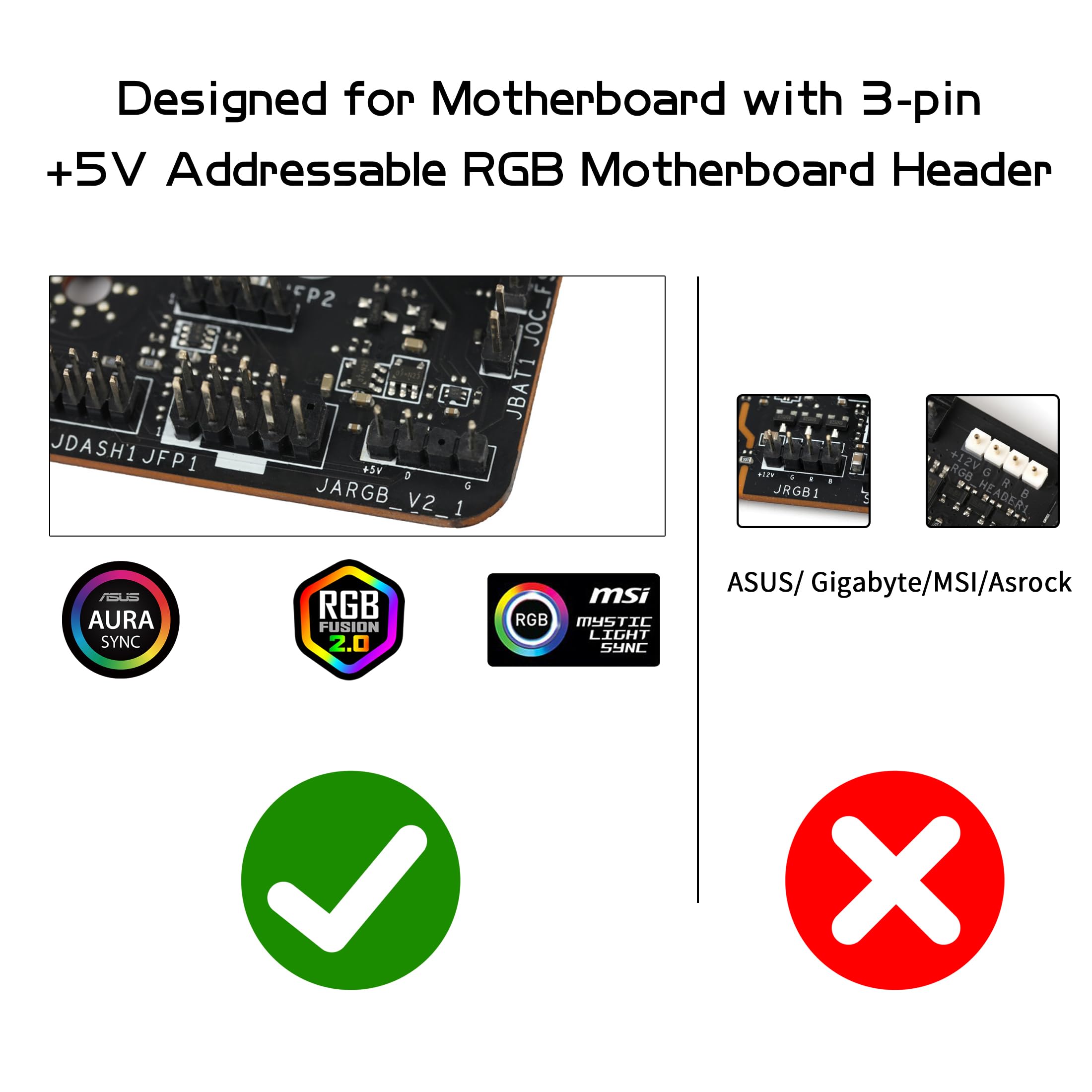YAODHAOD Cable divisor ARGB de 12 V 4 pines RGB 5 V 3 pines y cable de extensión (1 a 2, ARGB)
