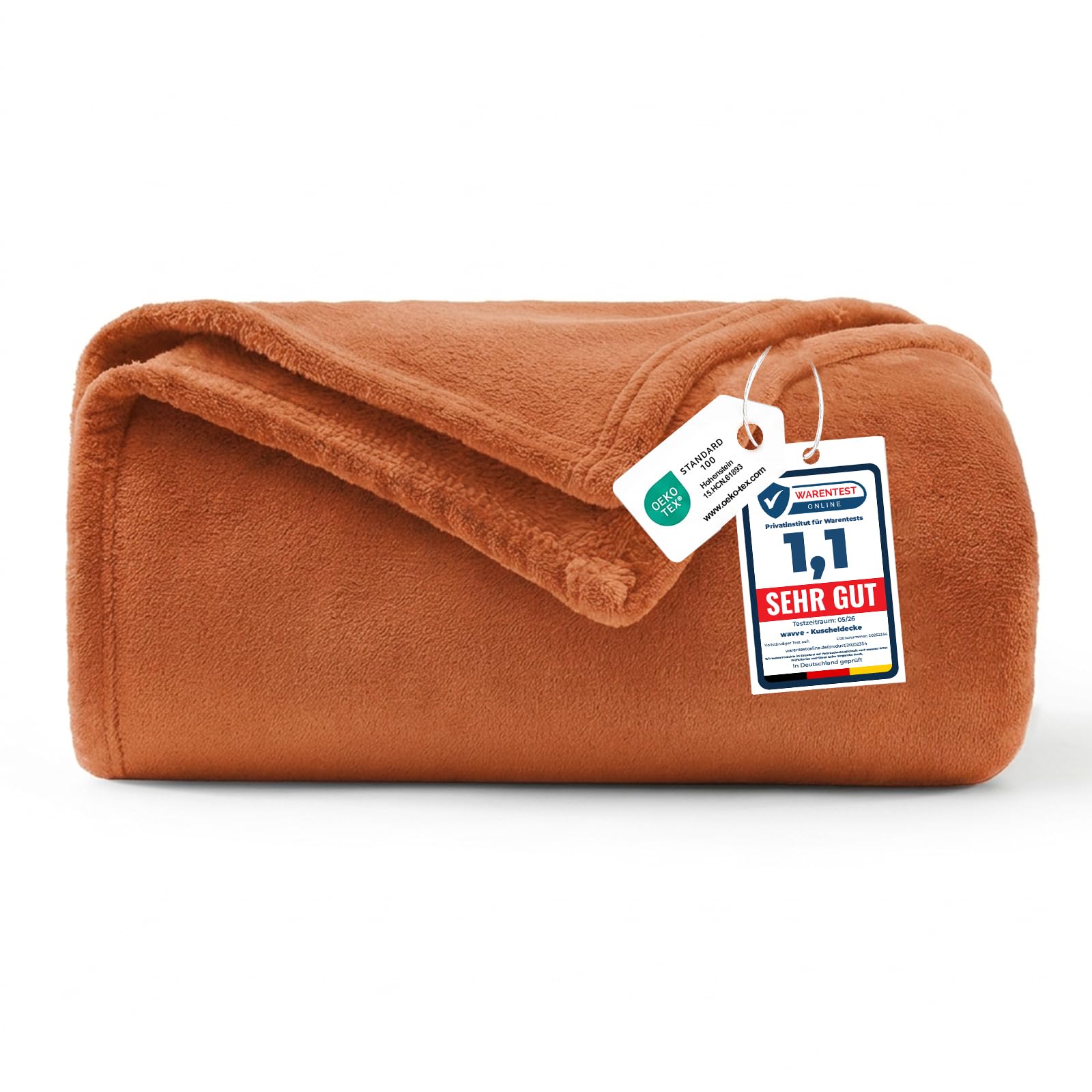 WAVVE Kuscheldecke Flauschig Decke Tagesdecke 150x200 - Sofadecke Orange