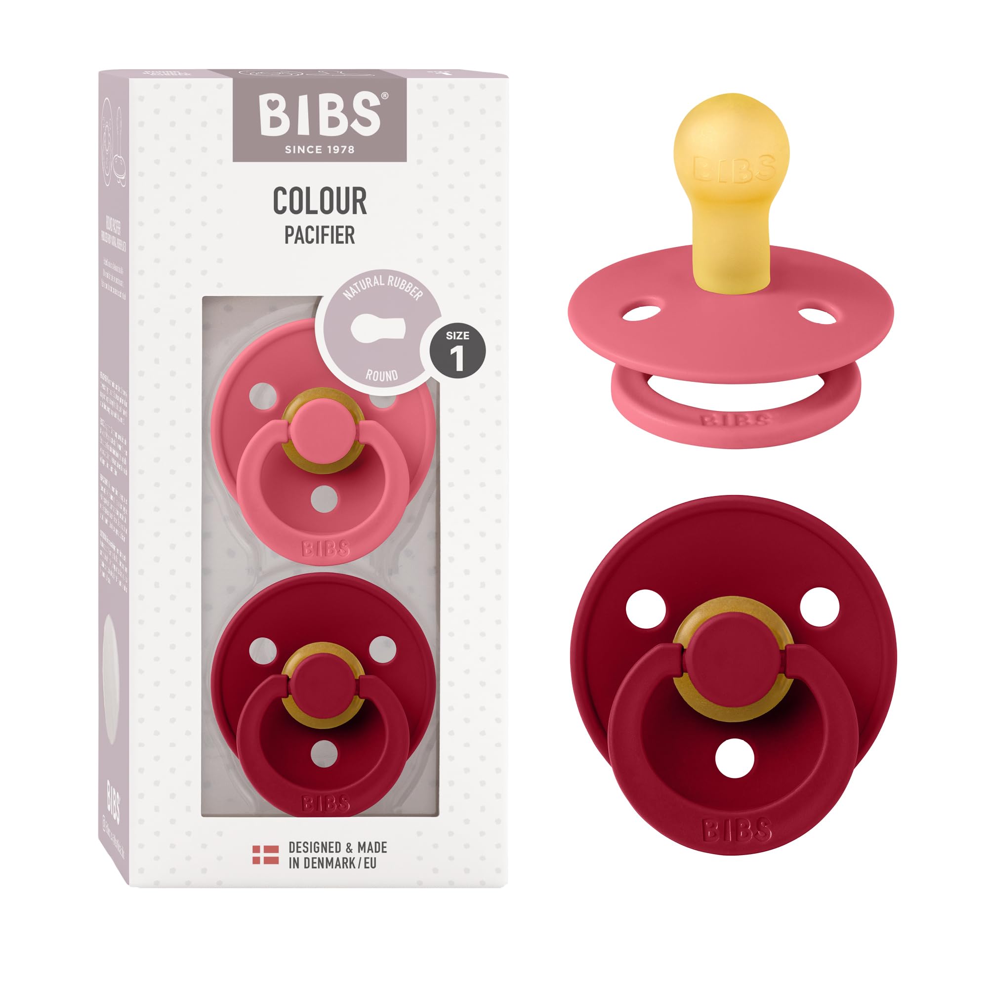 BIBS Colour Paquete de 2 chupetes. Libre de BPA, Tetina redonda. Látex natural, Talla 1 (0-6 meses), Baby Blue/Baby Blue — view 129