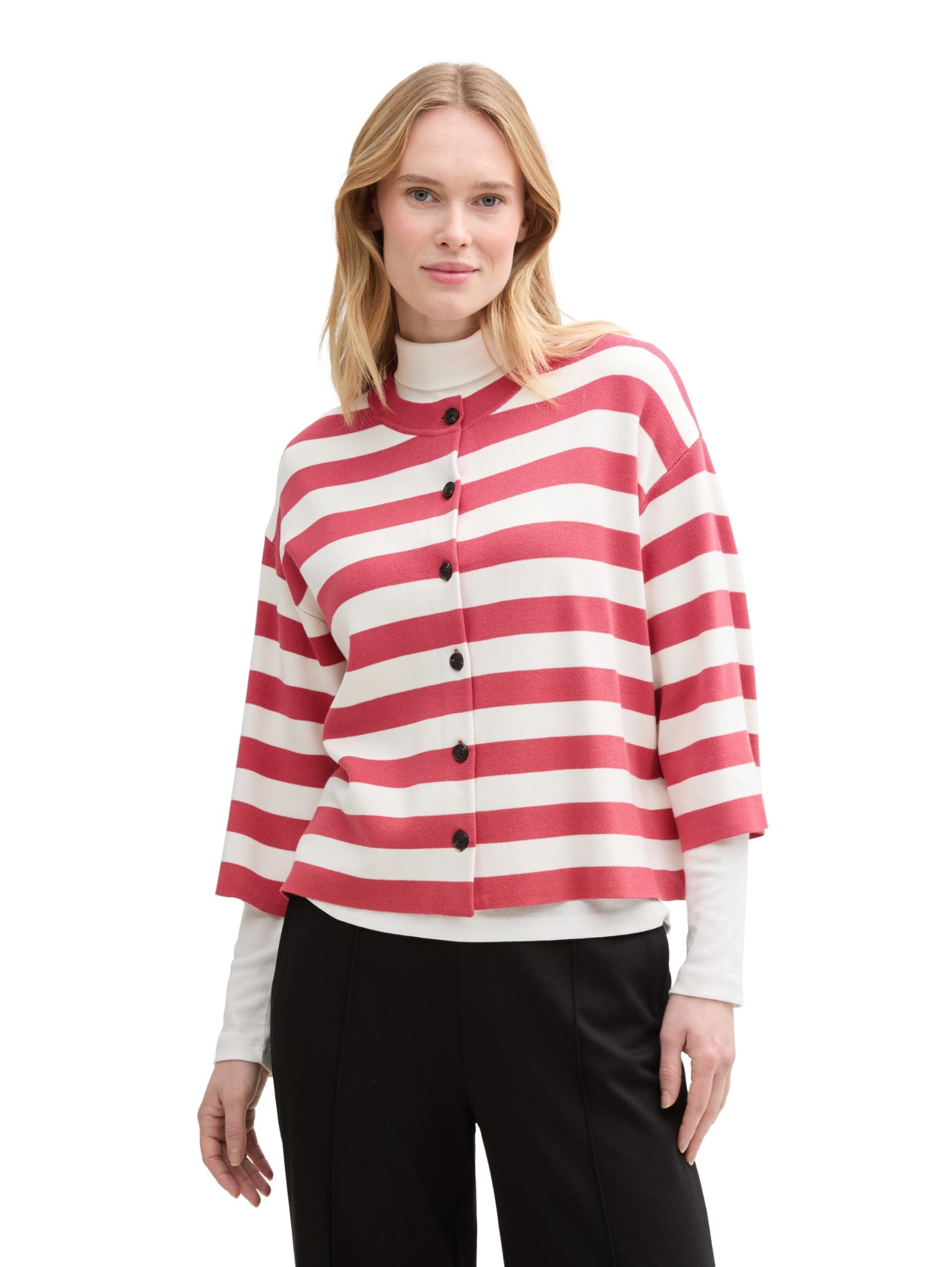 TOM TAILOR Damen Cardigan mit Streifenmuster