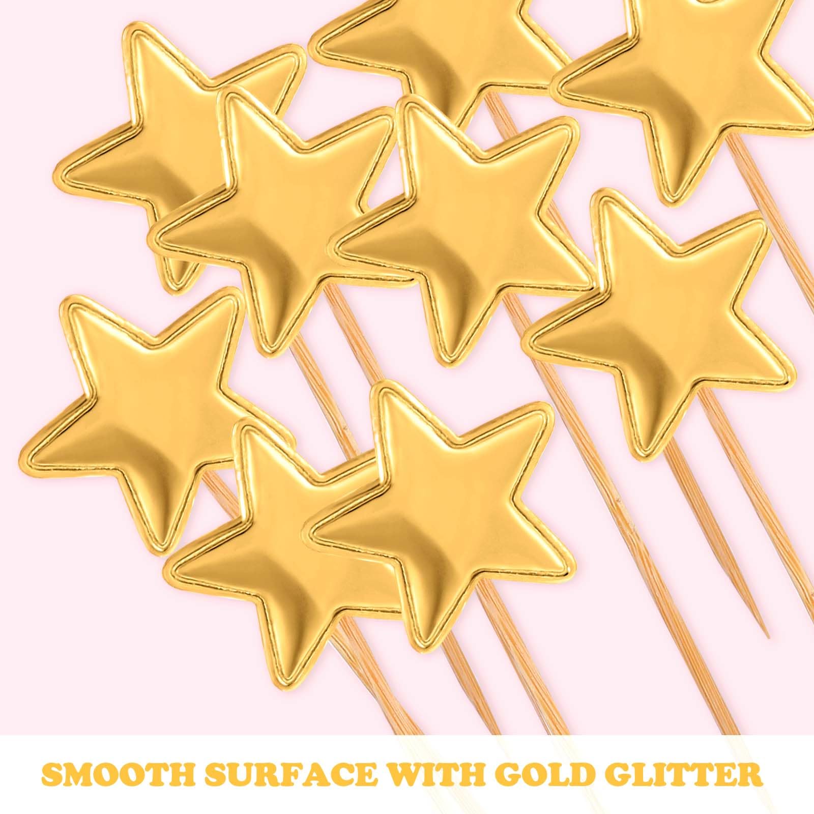 Taartdecoratie, 50 stuks, cupcake-topper, met ster, voor bruiloften